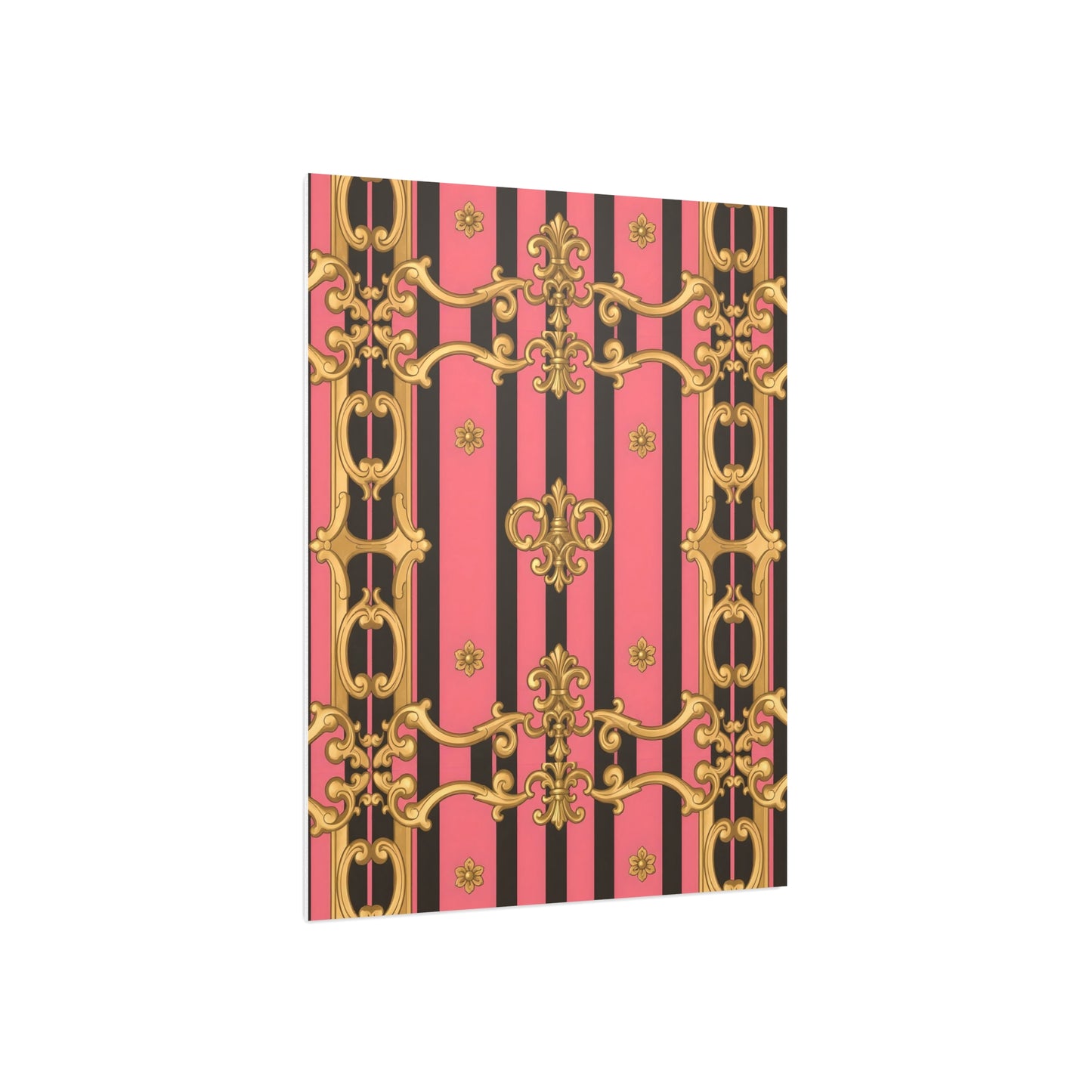 Elegant Decorative Foam Board - Chic Wall Decor, Glam Home Art, Stylish Backdrop, Gift for Her - Pink & Black Striped Gold Baroque