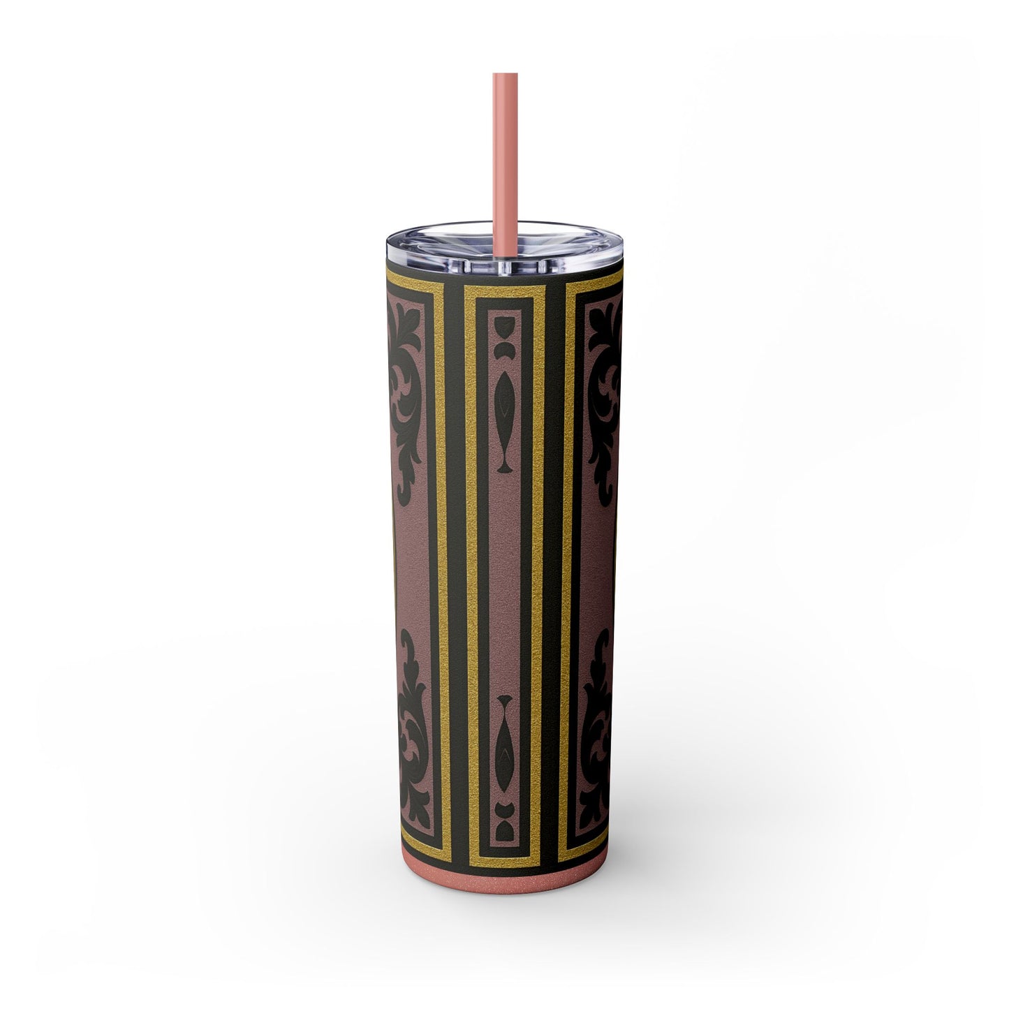 Gilded Mauve With Gold-Black Baroque Tumbler, Elegant Drinkware for Home, Travel, Gifts, Parties, Personalized Beverage Holder