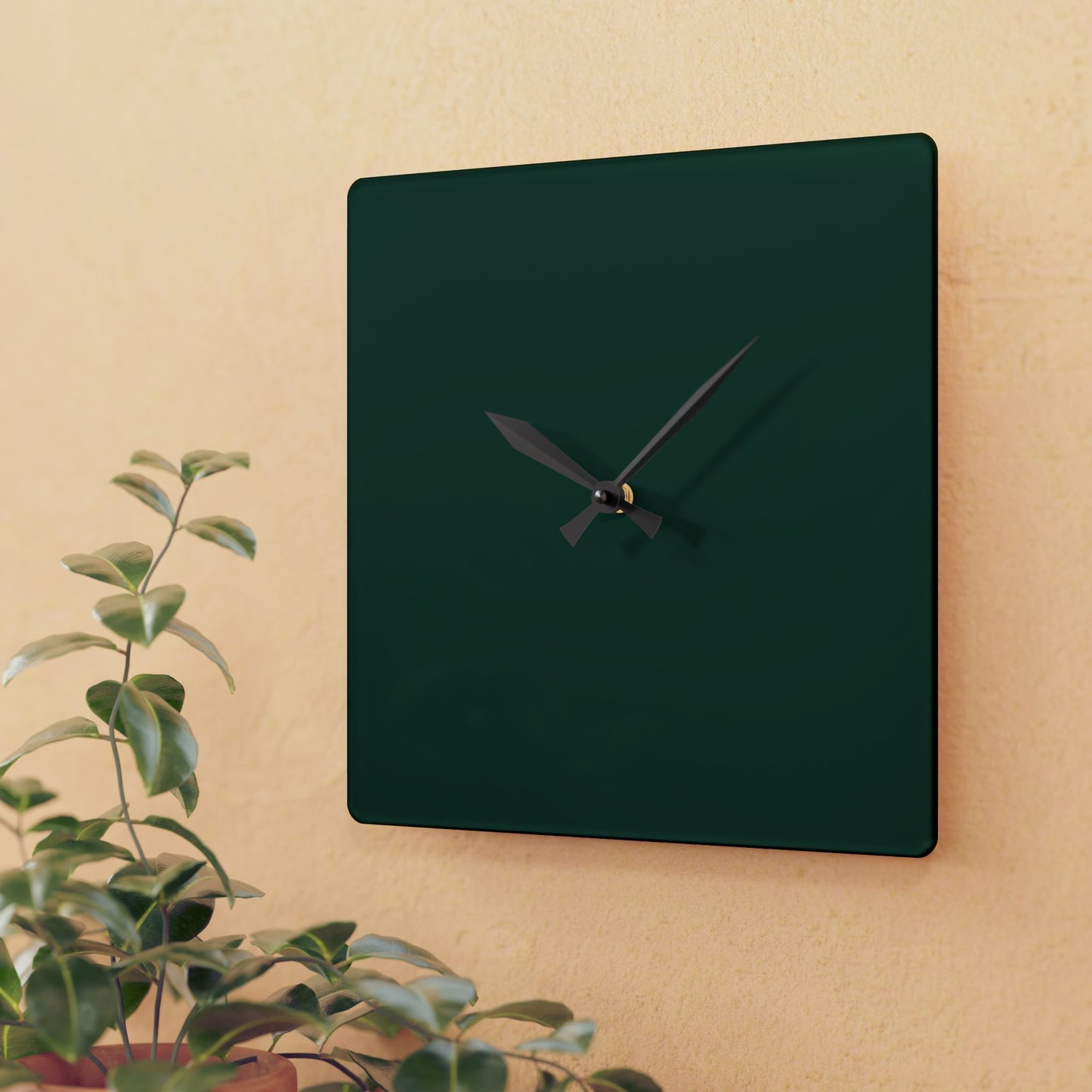 Modern Midnight Green Minimalist Acrylic Wall Clock, Home Decor, Stylish Timepiece, Gift for Housewarming, Office or Living Room, Green Accent