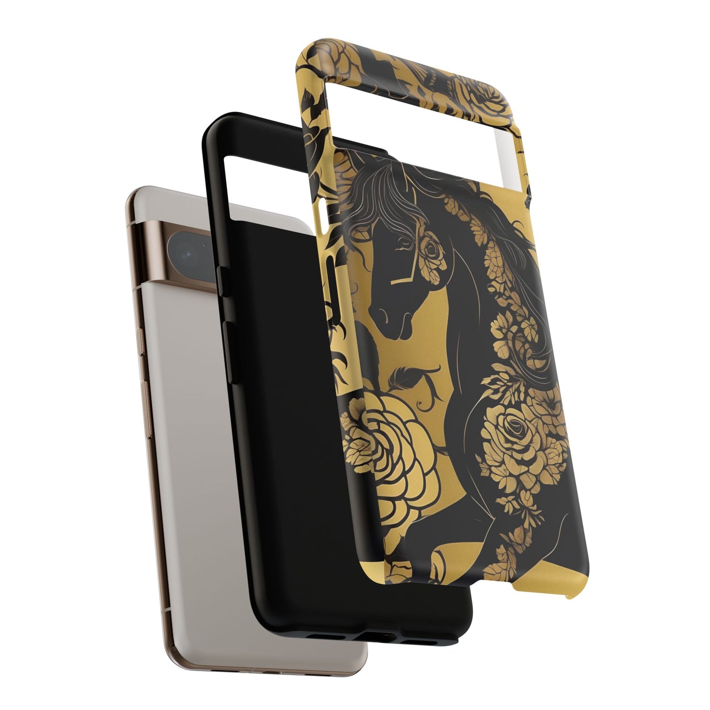 Phone Case - Elegant Horse & Roses Design