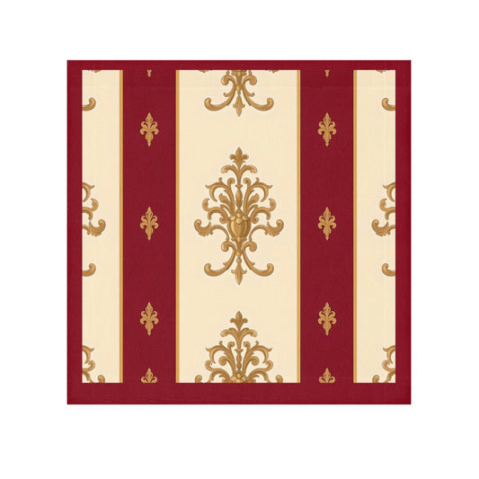 Elegant Vintage Face Towel – Luxurious Gold Pattern for Home & Spa - Dusk Red Striped Gold Damask
