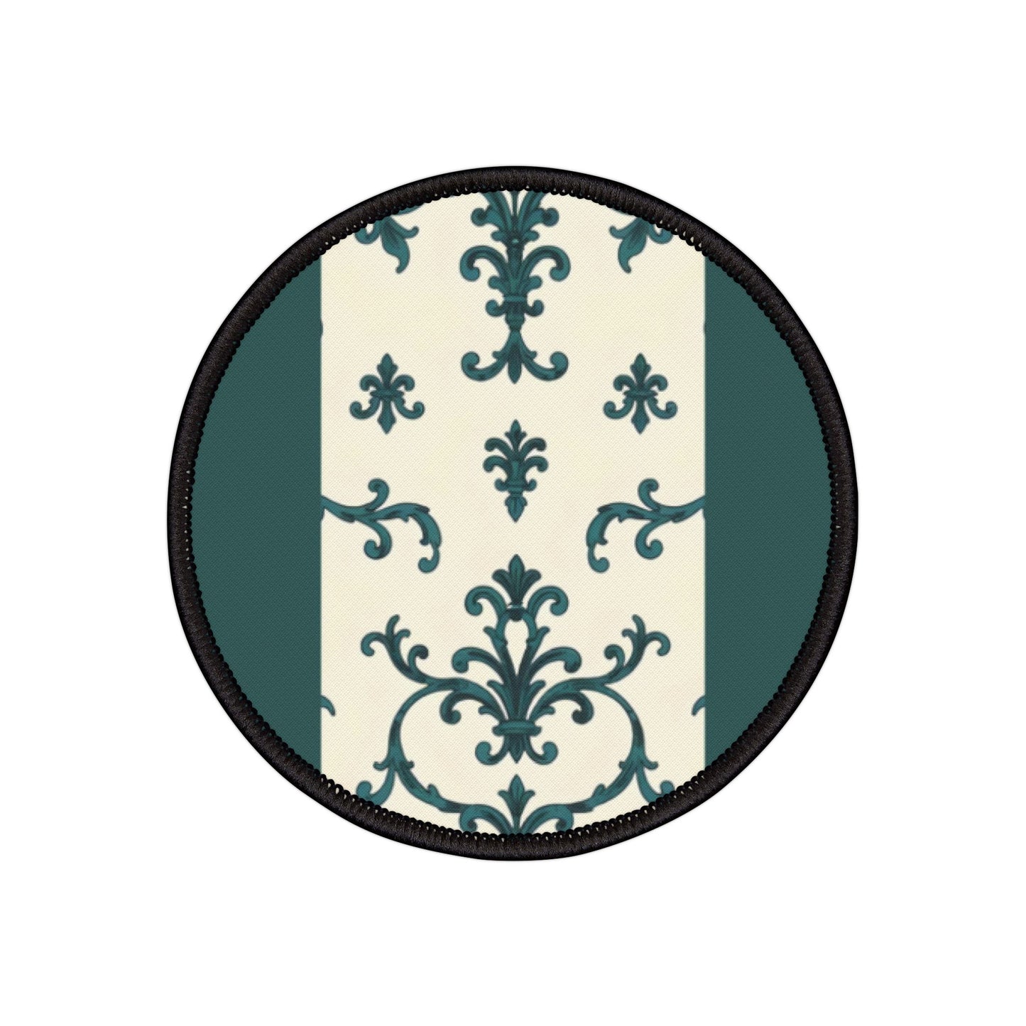 Chic Vintage Iron-On Patches for Jackets, Bags, Upcycle Clothing, Embellishment, DIY Fashion Accessories - Teal Striped Rococo
