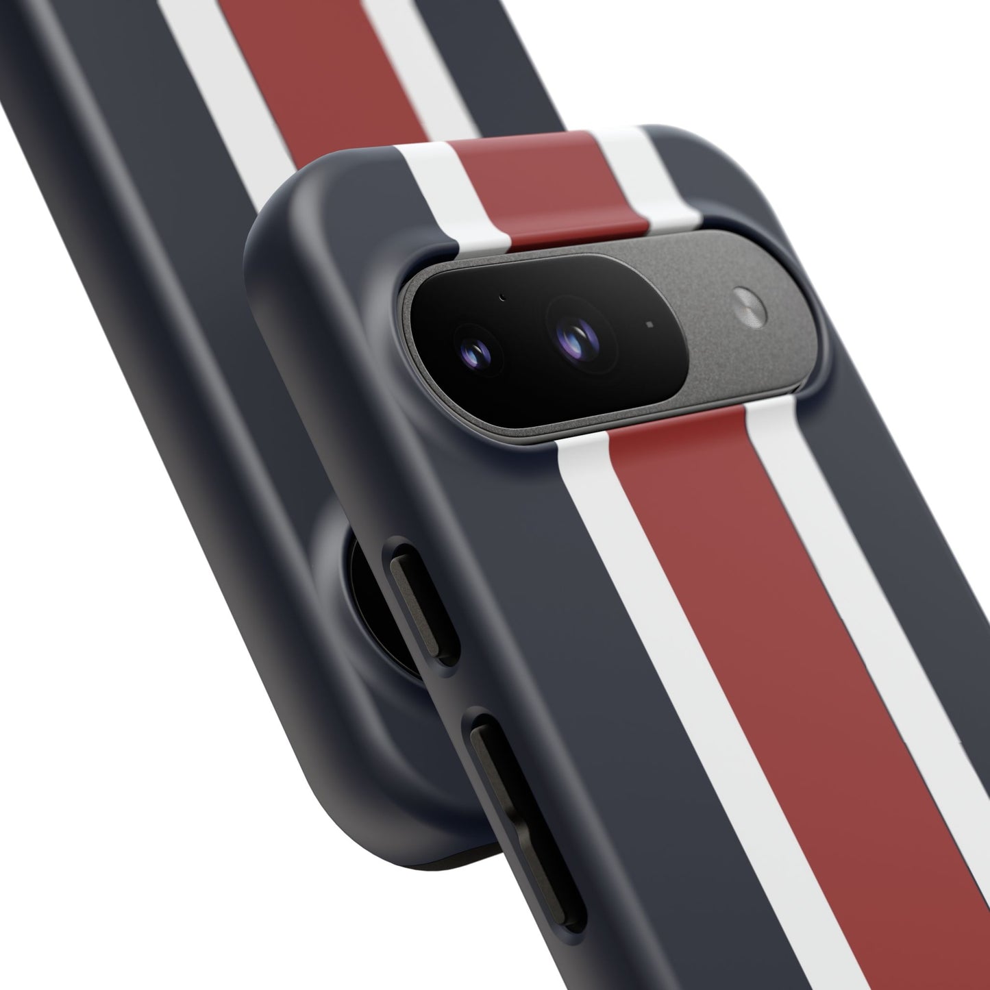 Lunar Midnight & Red-White Striped Stylish Phone Case - Tough Cases, Custom iPhone Cover, Sleek Phone Accessories, Gifts for Him/Her