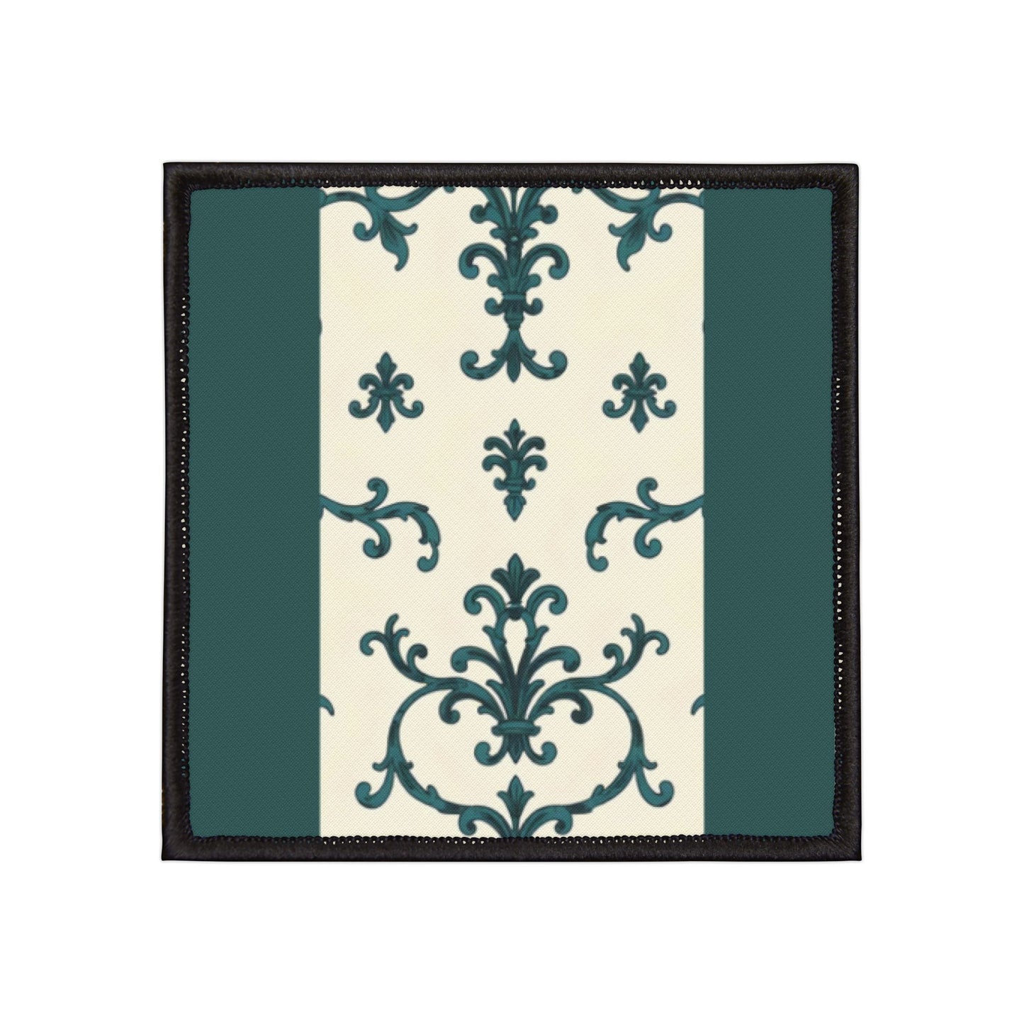 Chic Vintage Iron-On Patches for Jackets, Bags, Upcycle Clothing, Embellishment, DIY Fashion Accessories - Teal Striped Rococo