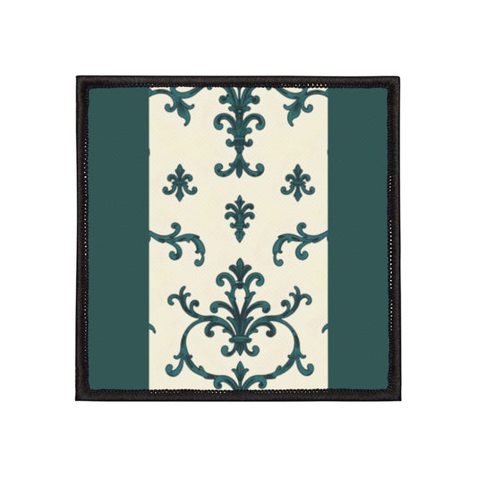 Chic Vintage Iron-On Patches for Jackets, Bags, Upcycle Clothing, Embellishment, DIY Fashion Accessories - Teal Striped Rococo