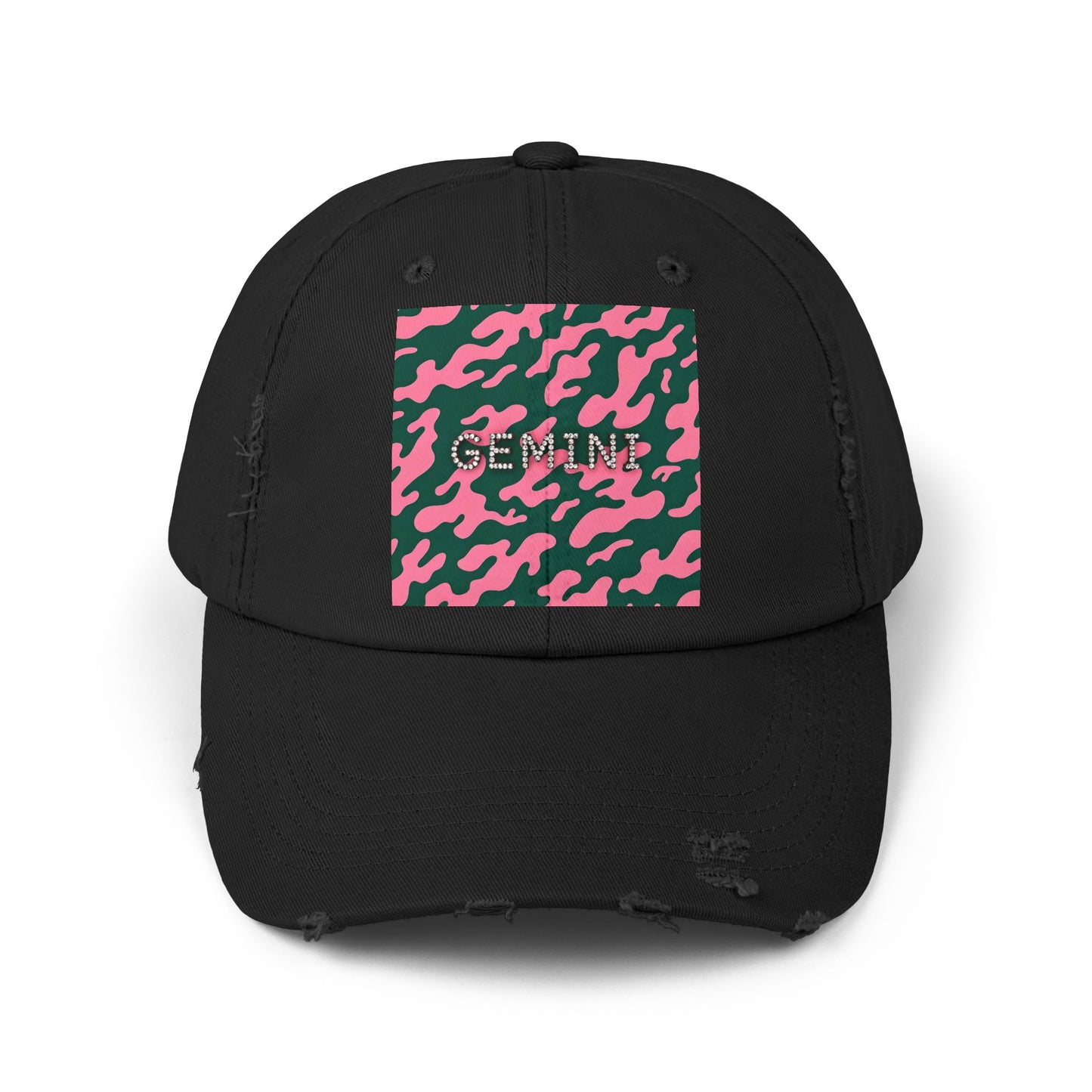 Gemini Distressed Cap - Trendy Unisex Camo Hat for Astrology Lovers