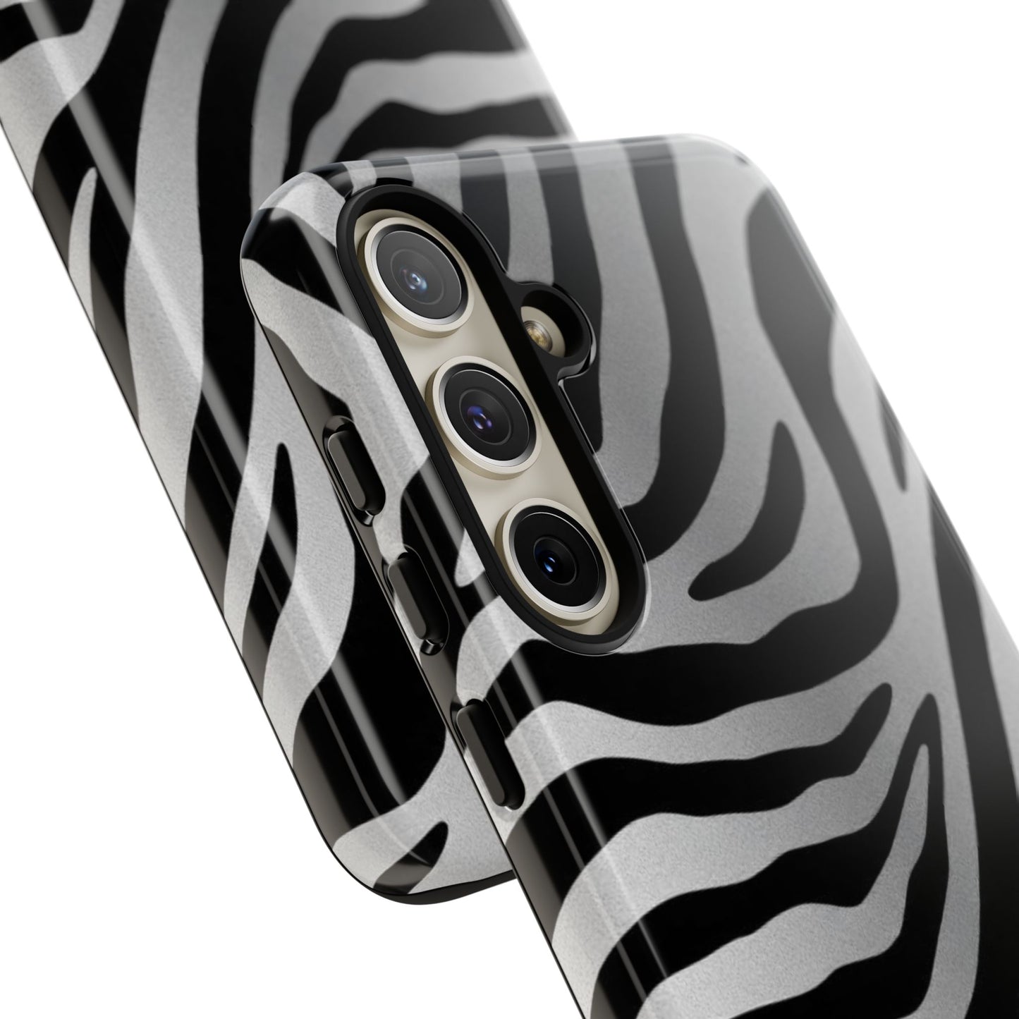 Zebra Print Tough Phone Case - Silver