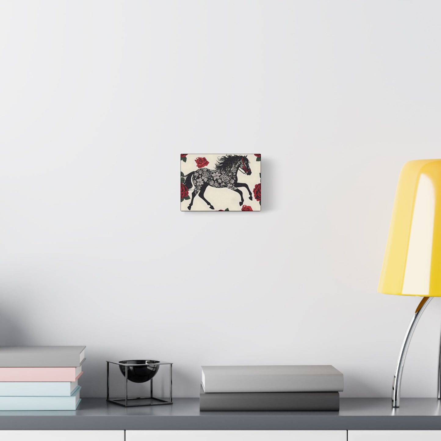 Art Print Canvas, Wall Decor, Satin Stretched Canvas, Equestrian Art, Office Decor, Home Decor - Horse & Roses