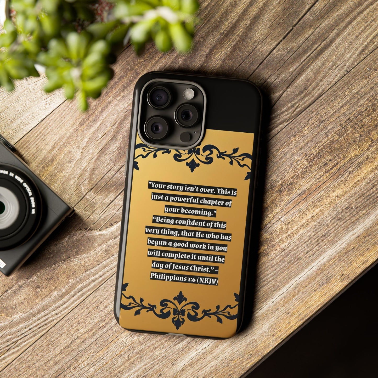 Elegant Floral Motif Phone Case - Tough Cases with Vintage Design - "Your story isn't over"