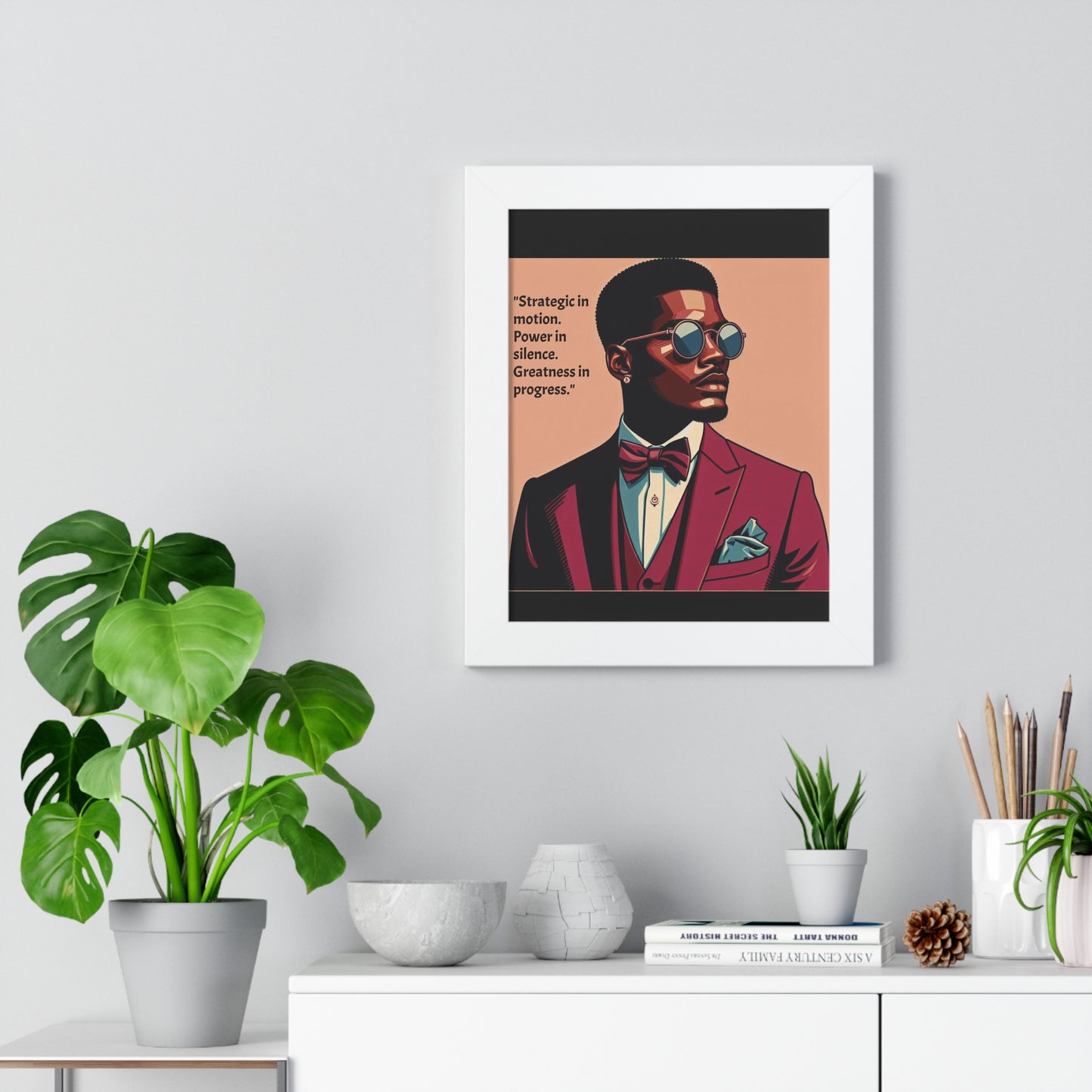 Stylish Framed Vertical Poster - Modern Art for Home Decor - "Strategic in Motion....."