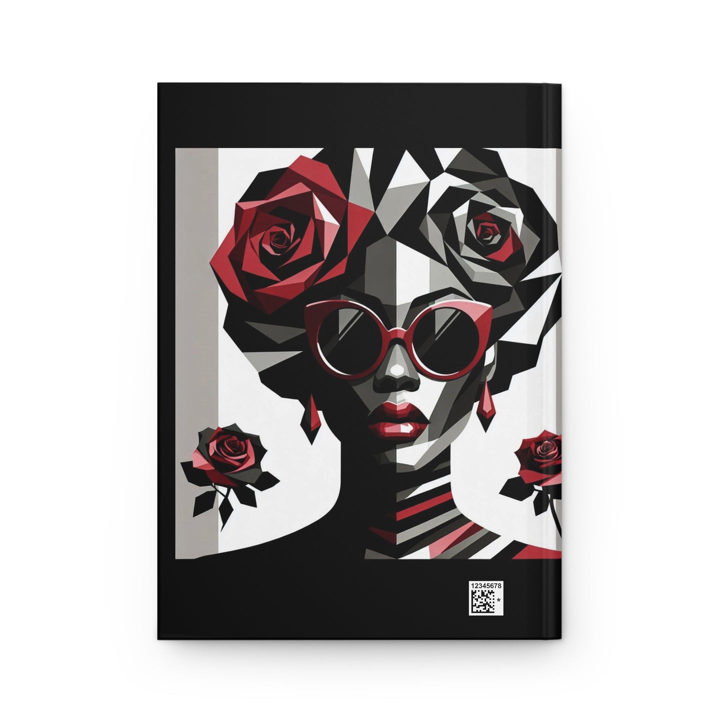 Elegant Floral Hardcover Journal - Stylish Writing Notebook - Lady In Red Shades Design