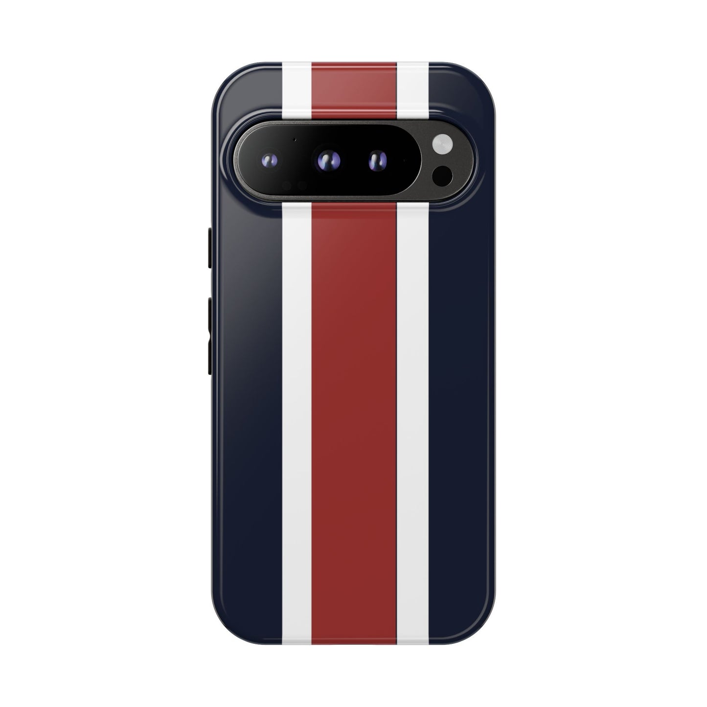 Lunar Midnight & Red-White Striped Stylish Phone Case - Tough Cases, Custom iPhone Cover, Sleek Phone Accessories, Gifts for Him/Her