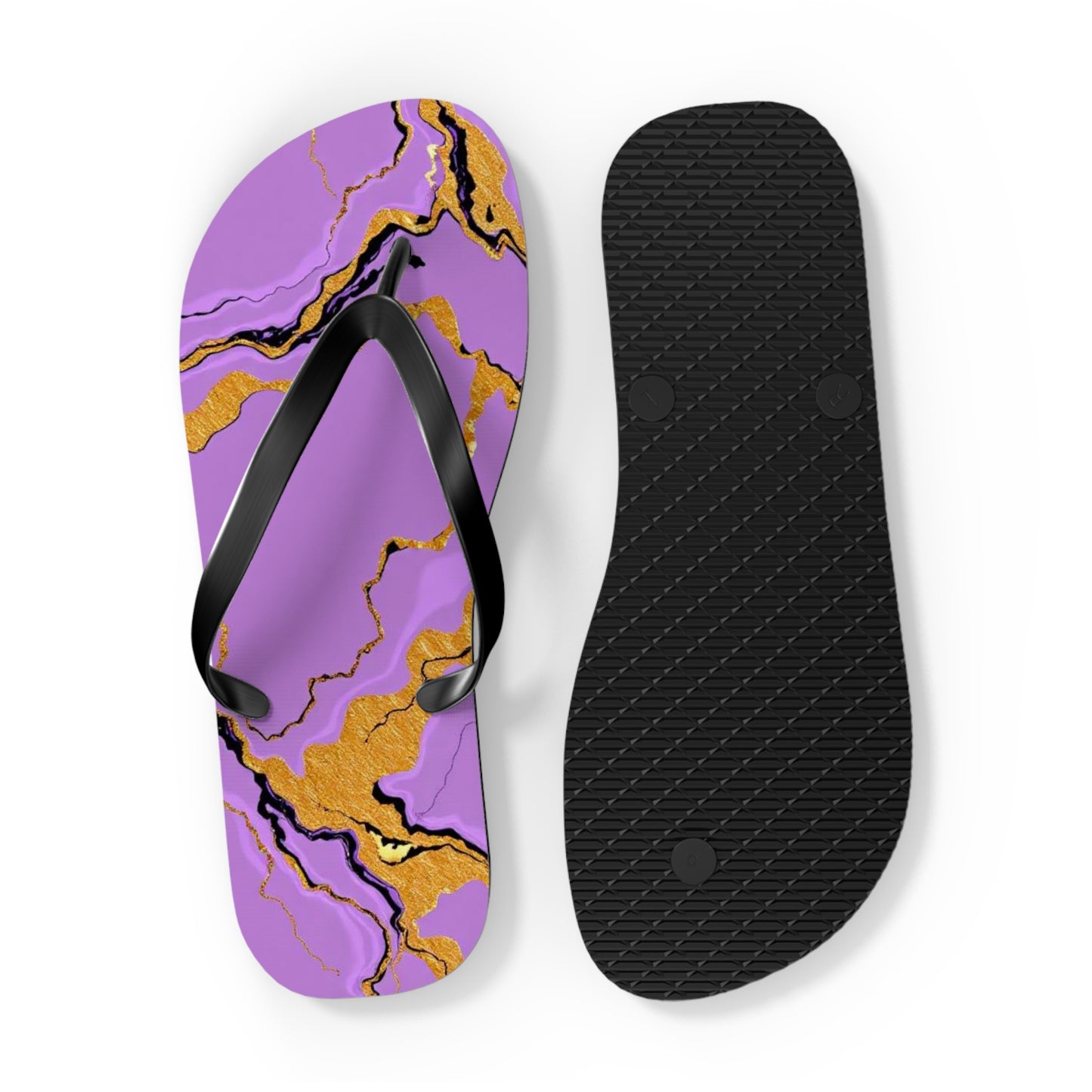 Vibrant Marble Lavender Print Flip Flops | Trendy Summer Sandals, Beach Footwear, Vacation Essential, Stylish Outdoor Slippers, Gift for Her