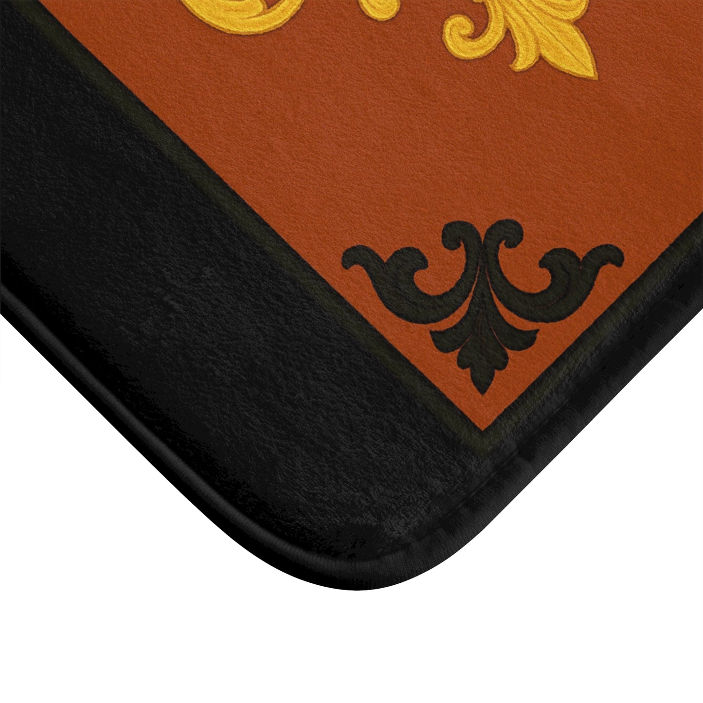 Dusk Terracotta Baroque Bath Mat — Classic Gold & Dusk Terracotta Bathroom Rug