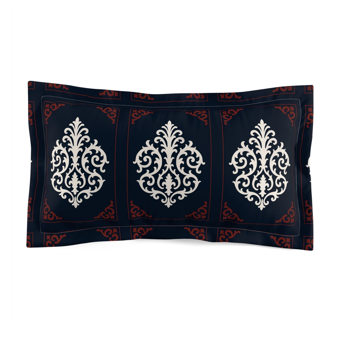 Dusk Blue-Maroon & White Baroque Pillow Sham — Elegant Decorative Throw Pillow Cover - Additional Pattern