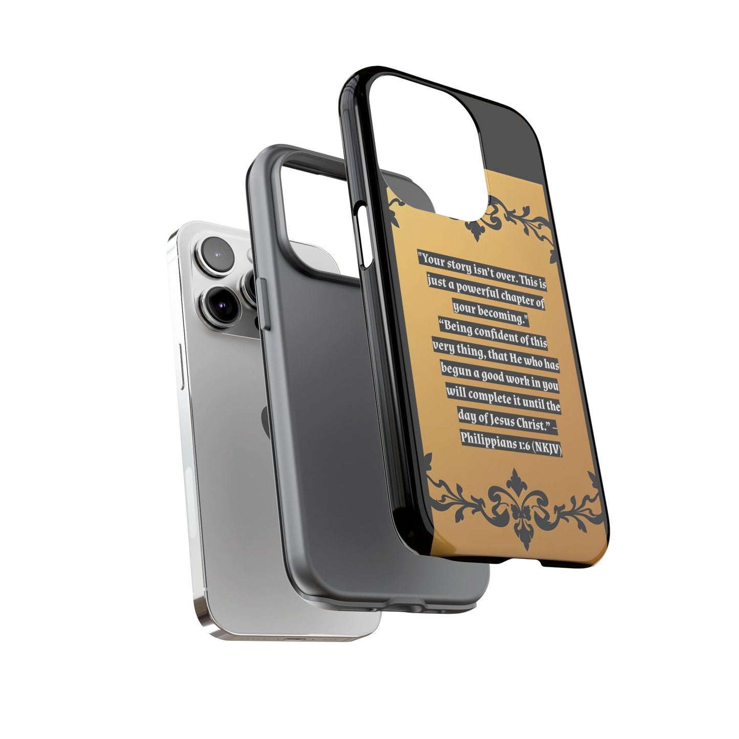 Elegant Floral Motif Phone Case - Tough Cases with Vintage Design - "Your story isn't over"