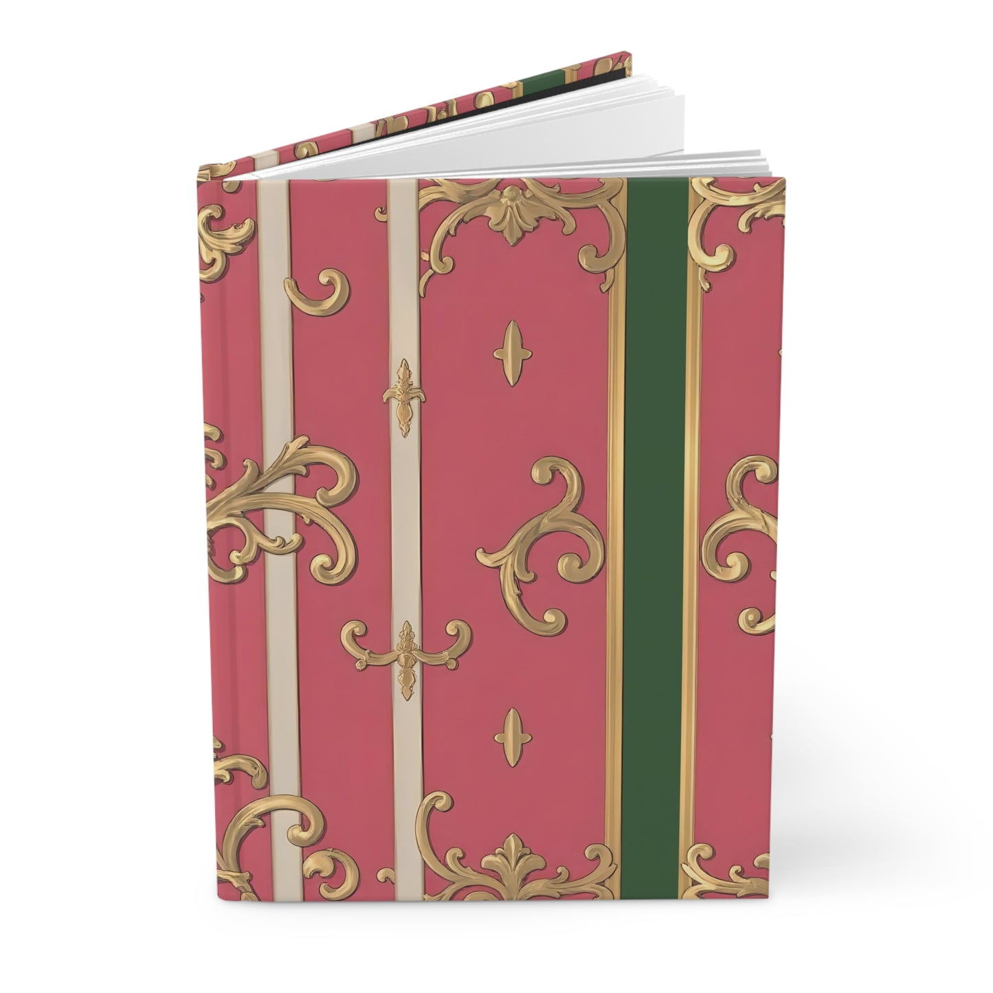 Elegant Pink Striped Baroque Hardcover Journal - Perfect for Notes, Journal Writing, Gifts, Stationery, and Daily Reflections