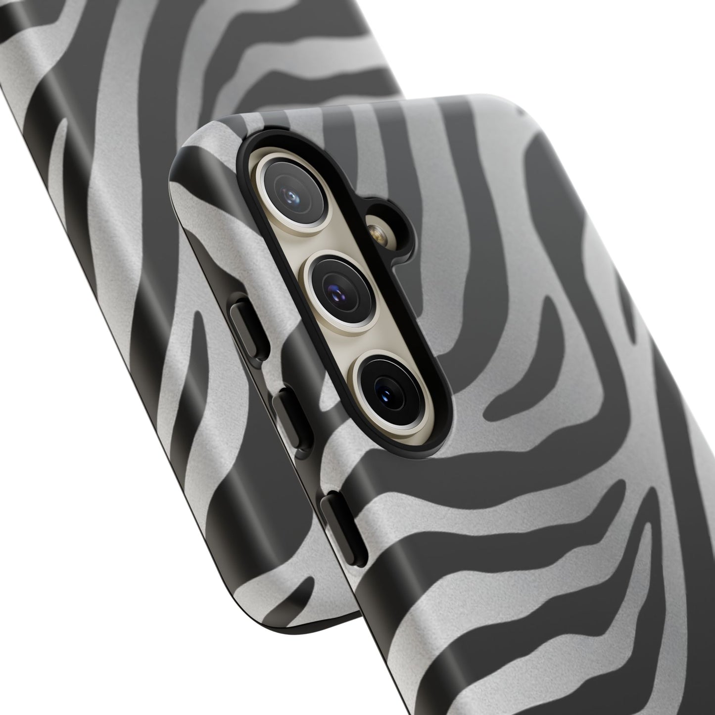 Zebra Print Tough Phone Case - Silver