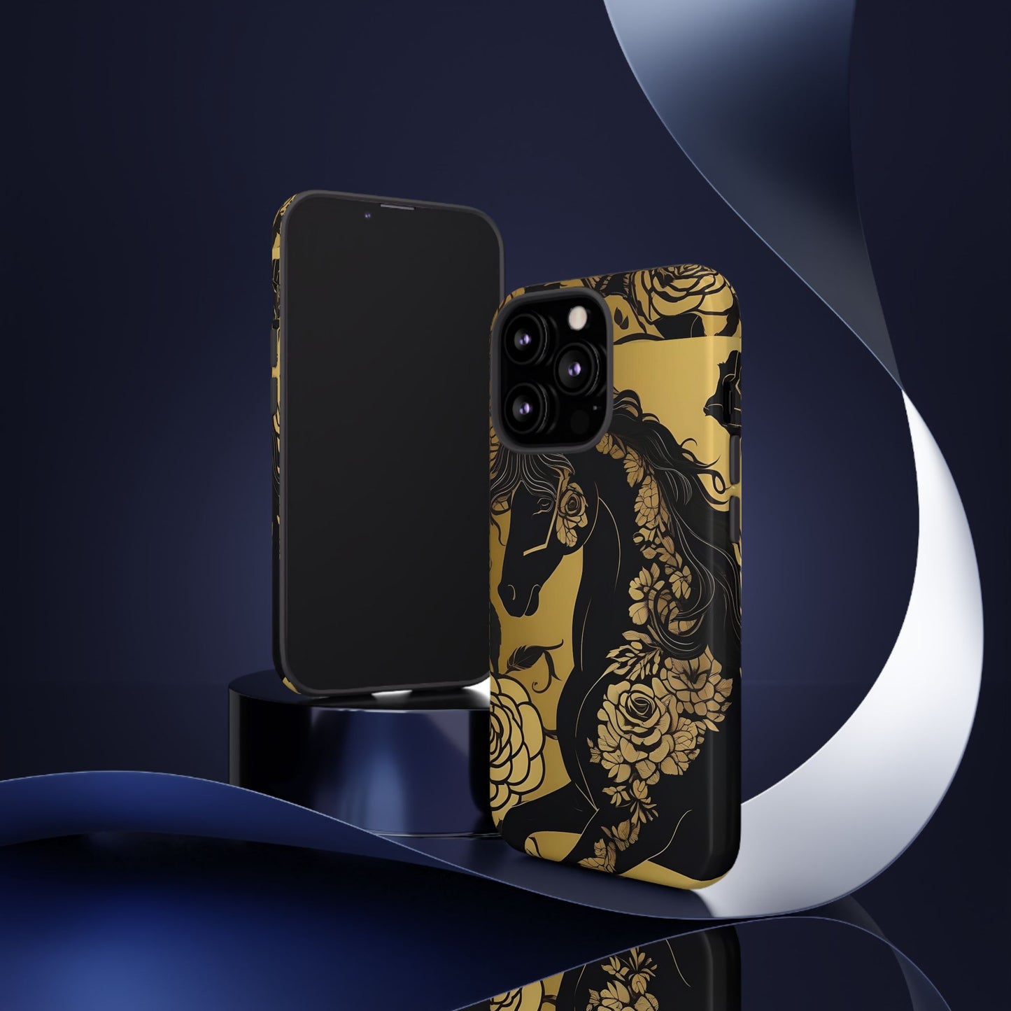 Phone Case - Elegant Horse & Roses Design