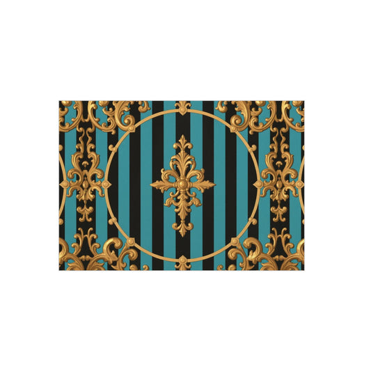 Elegant Turquoise & Black Striped Gold Baroque Decorative Foam Board, Vintage Wall Art, Luxurious Home Decor, Stylish Room Divider