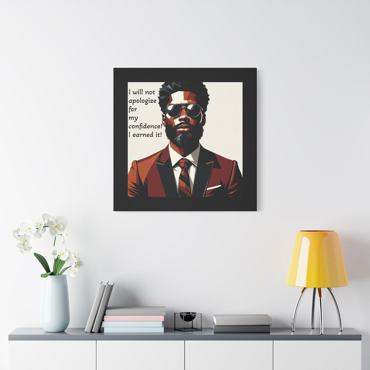 Afro Art Print Canvas, Wall Decor, Satin Stretched Canvas, African American Art, Office Decor, Home Decor - Confident Man In Suit