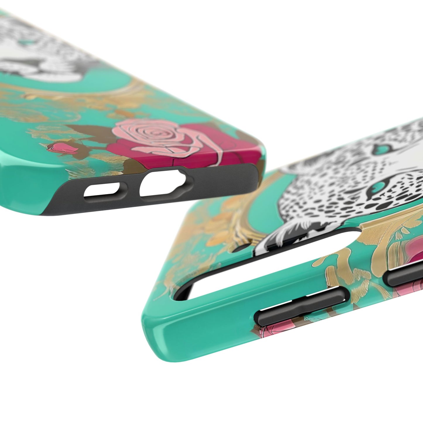 Leopard Tough Phone Case - Trendy Floral Design for Animal Lovers - Leopard & Rose