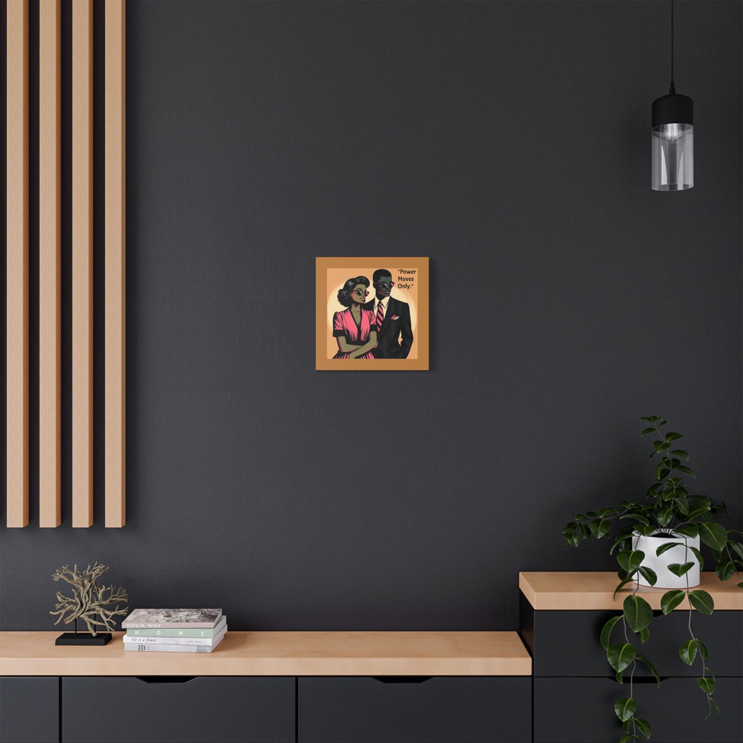 Afro Art Print Canvas, Wall Decor, Satin Stretched Canvas, African American Art, Office Decor, Home Decor - "Power Moves Only."