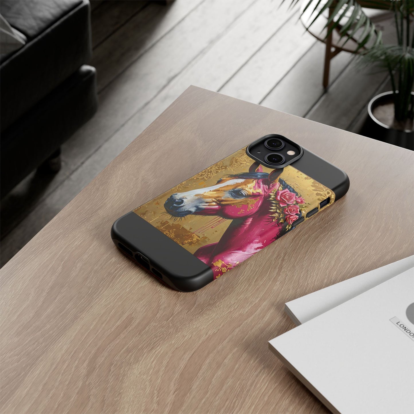 Phone Case - Elegant Horse Damask Design