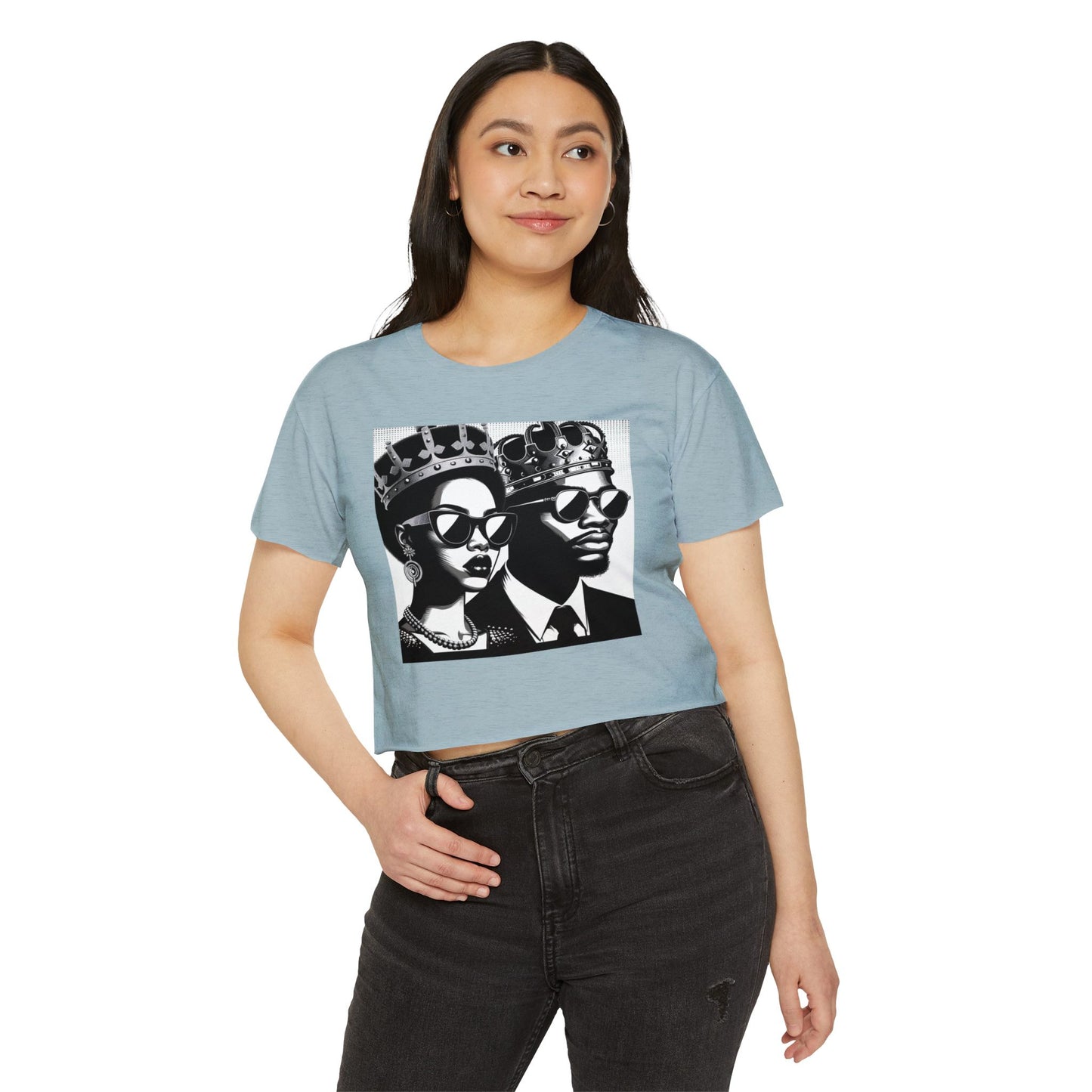 Crowned Kings Festival Crop Top | Stylish Women's Summer Tee, Music Festival Shirt, Streetwear, Boho Chic, Unique Graphic Top