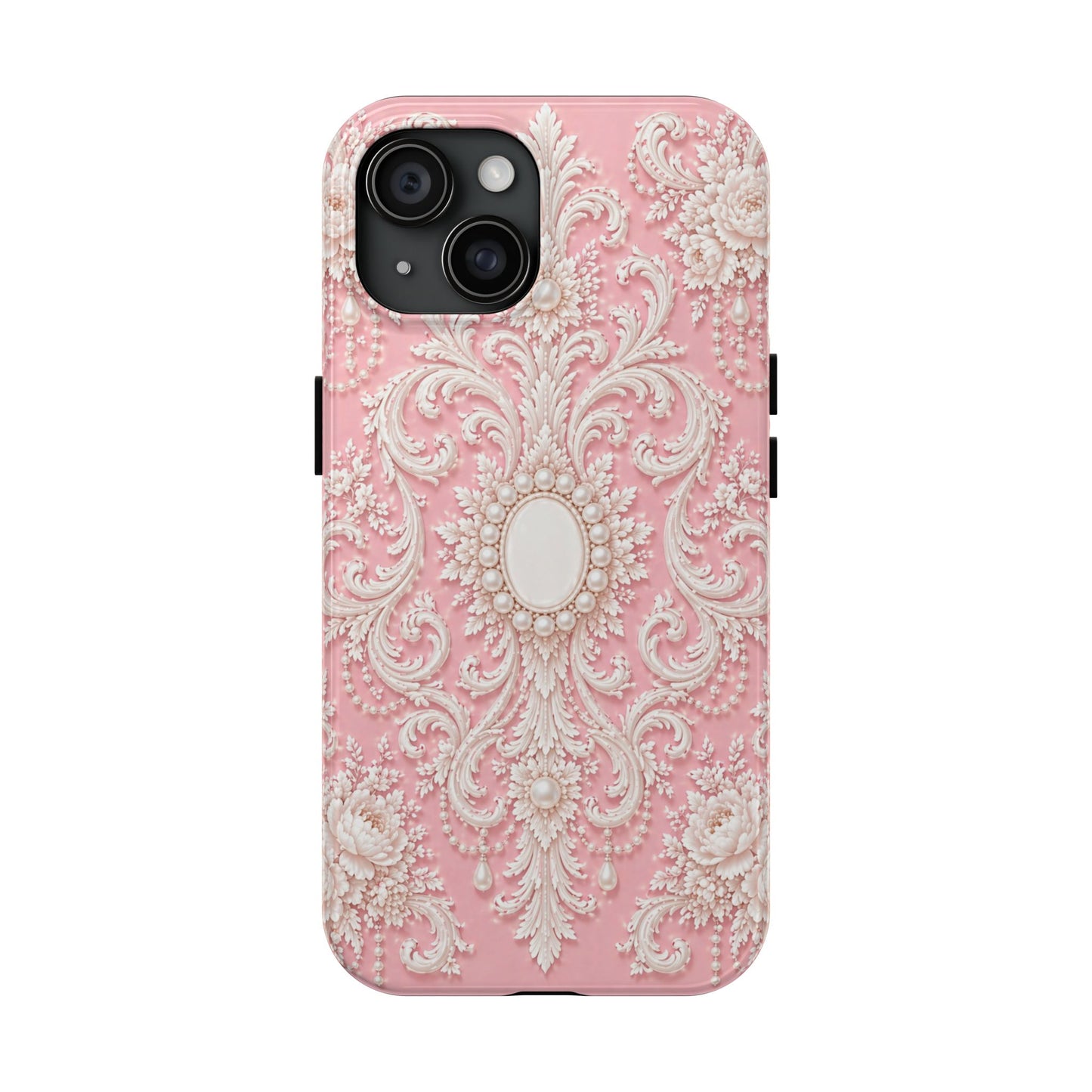 Pink Rococo Elegant Floral Tough Phone Case - Pink Vintage Design