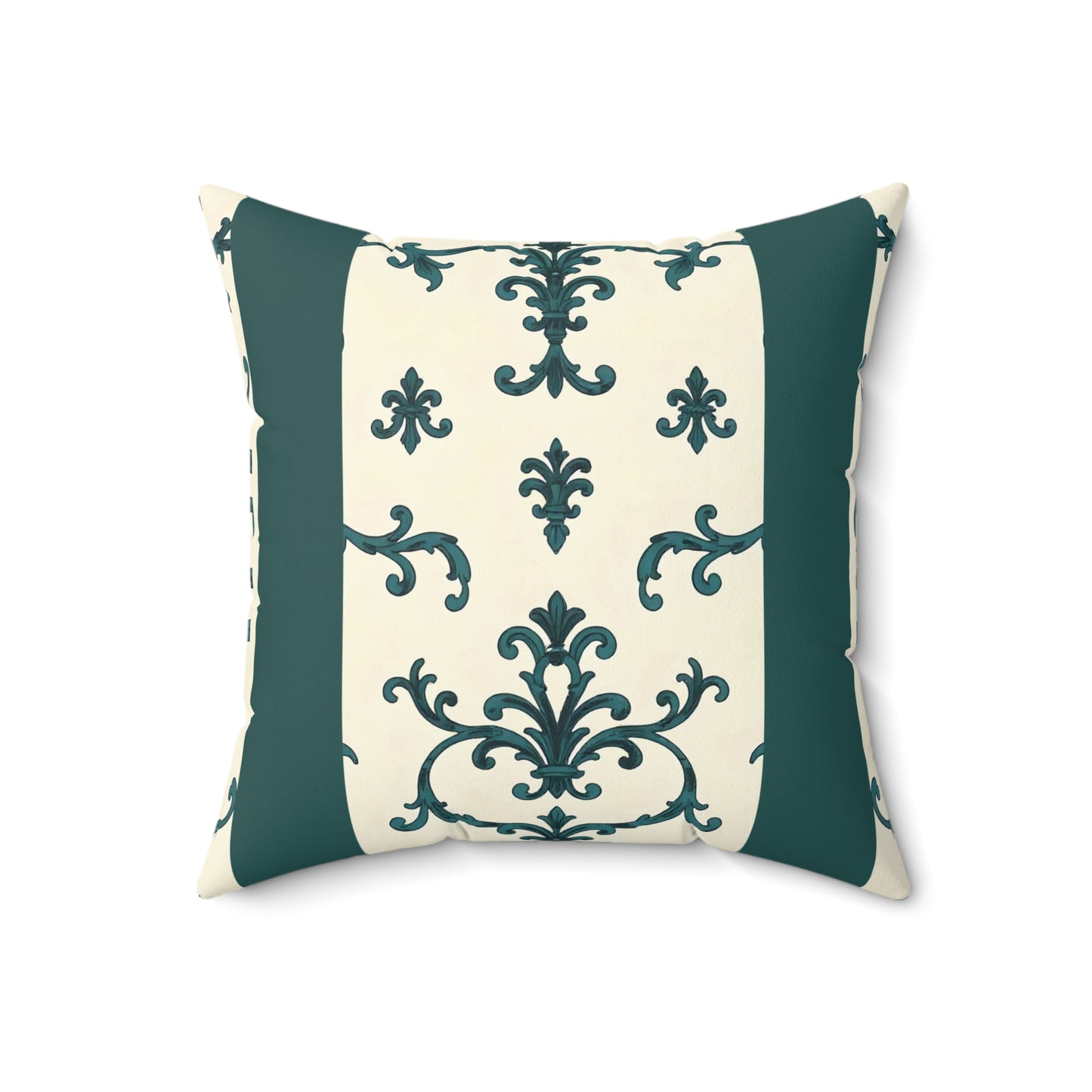 Spun Polyester Square Pillow - Teal Striped Rococo