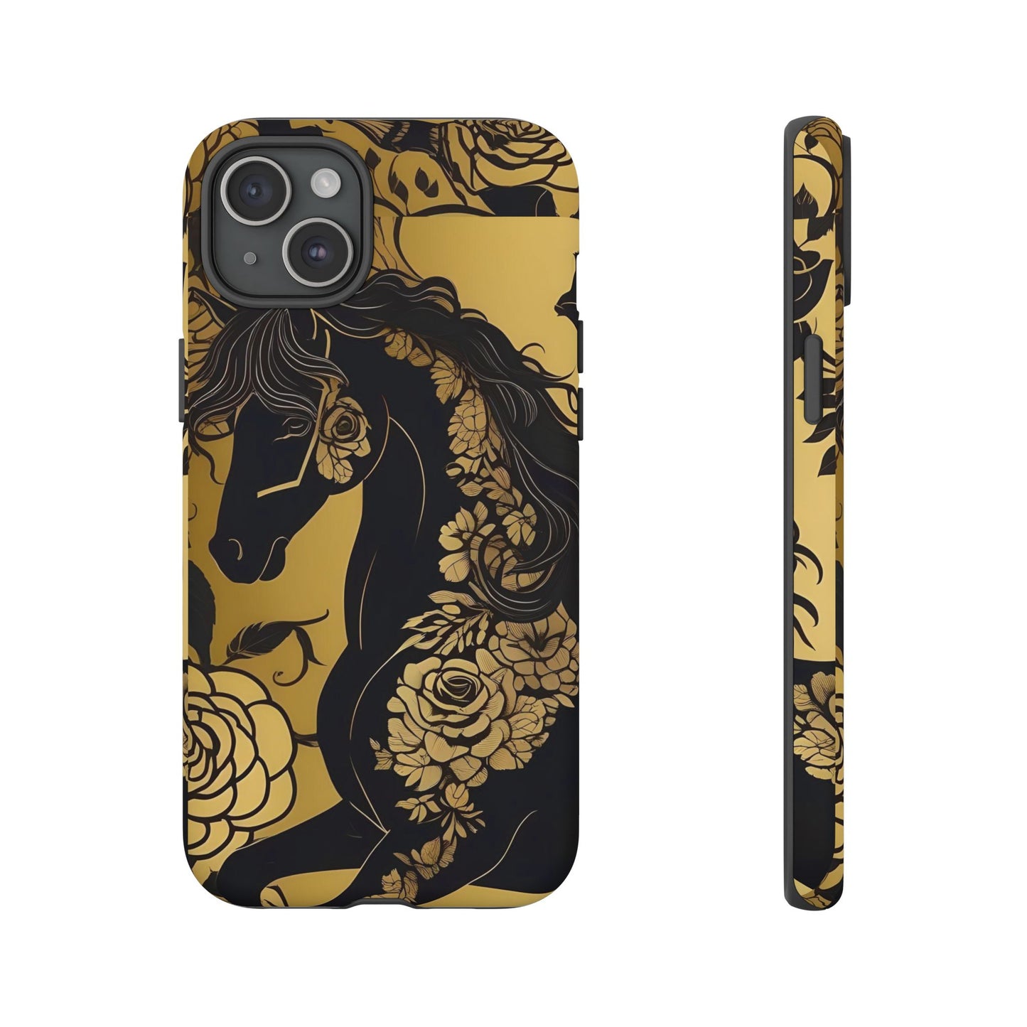Phone Case - Elegant Horse & Roses Design