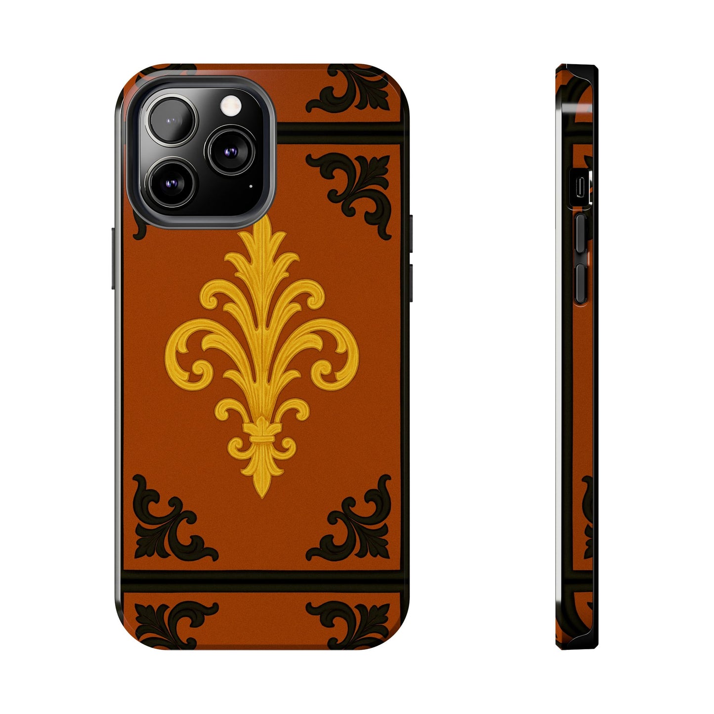 Dusk Terracotta Baroque Tough Phone Case — Vintage Baroque Design, Protective iPhone Cover