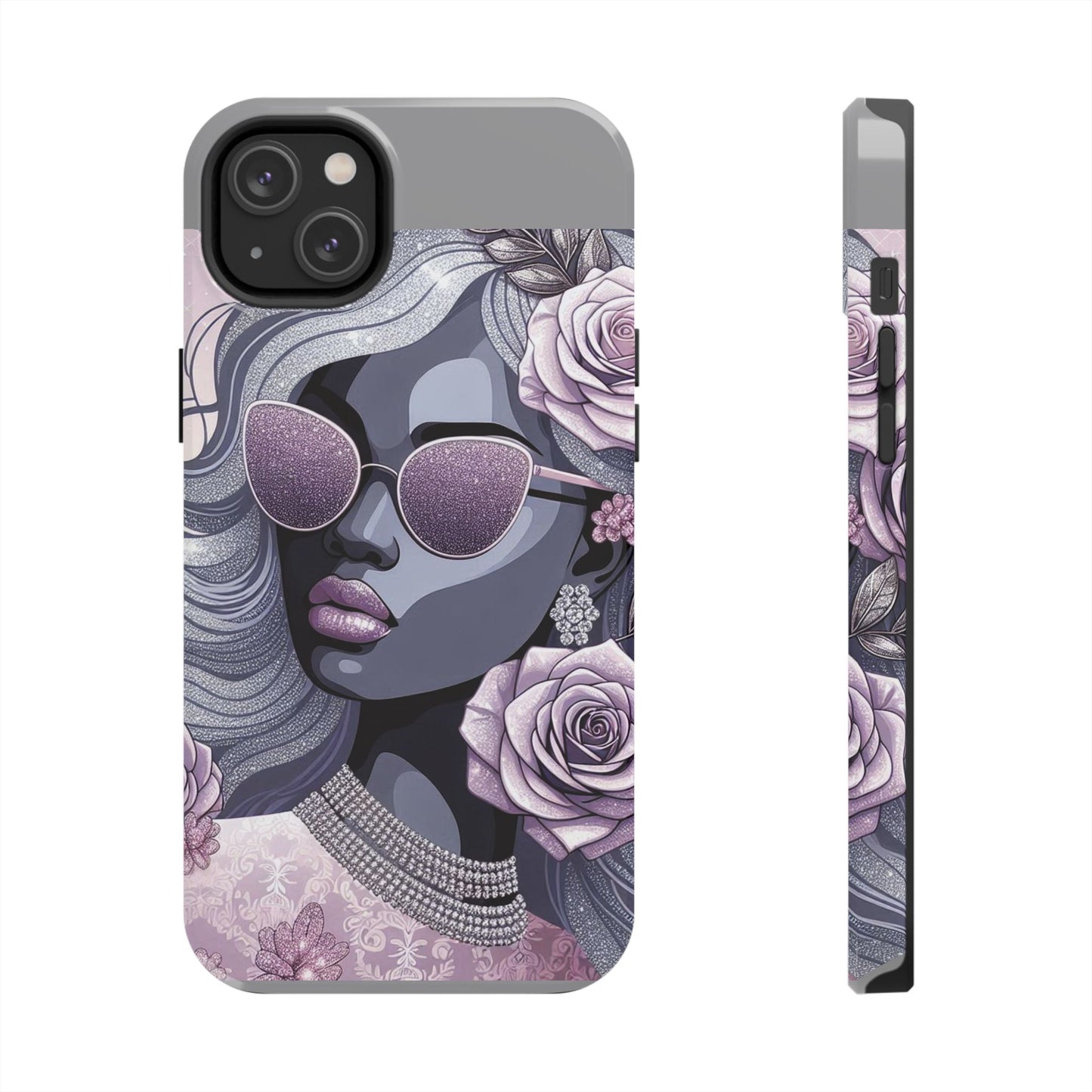 Glamorous Floral Tough Phone Case - Chic Protection for Trendsetters - Lilac & Lavender