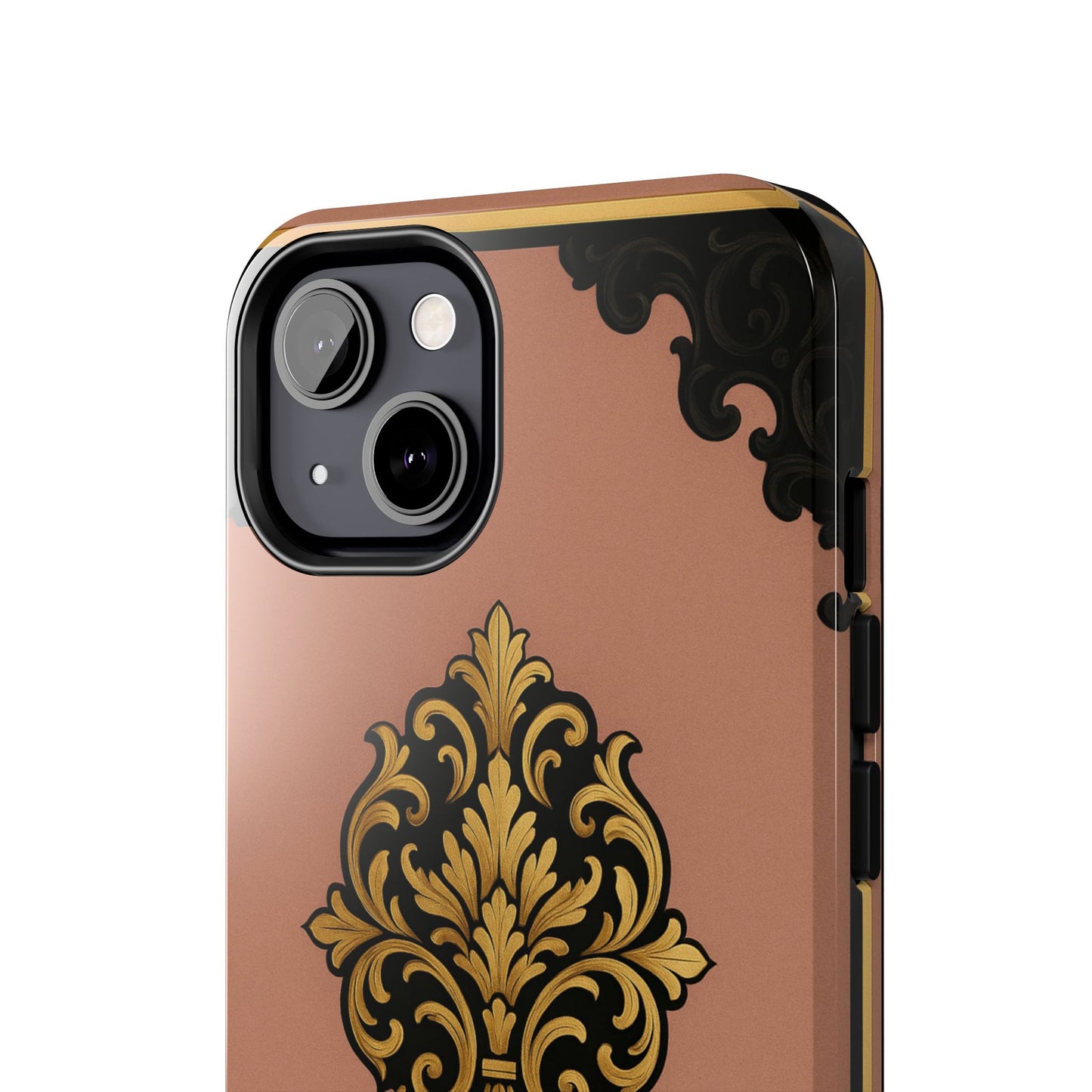 Mauve & Black-Gold Baroque Tough Phone Case — Ornate Protective iPhone Cover