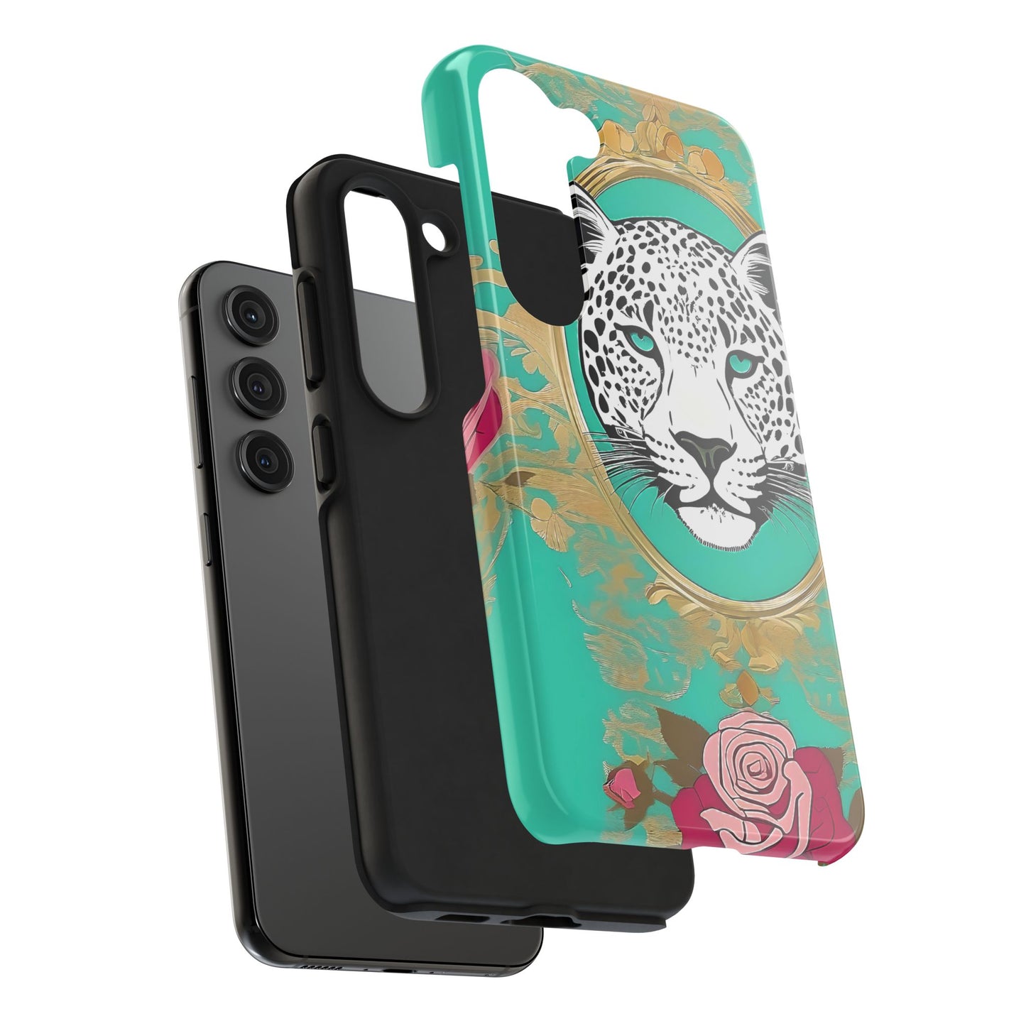 Leopard Tough Phone Case - Trendy Floral Design for Animal Lovers - Leopard & Rose