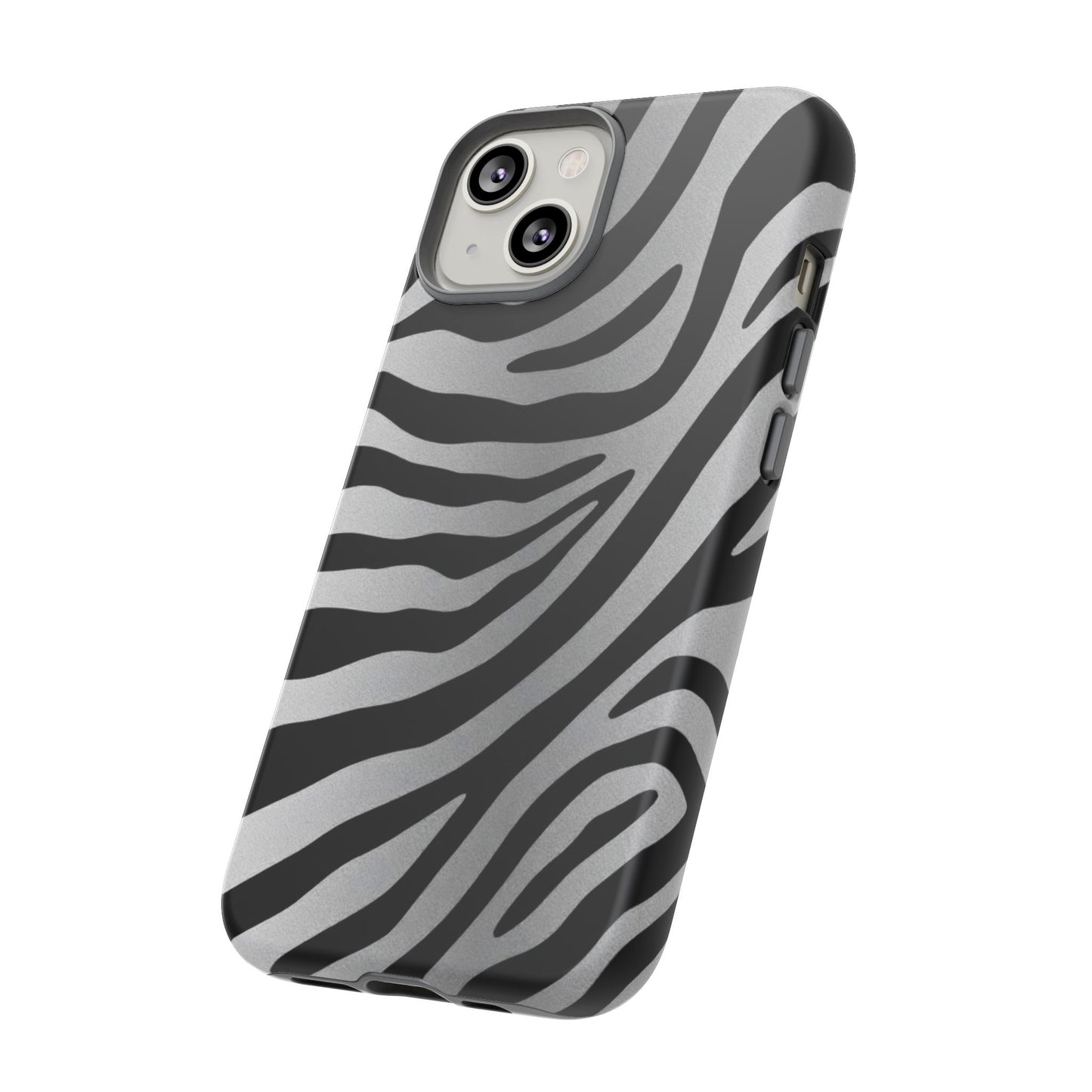 Zebra Print Tough Phone Case - Silver