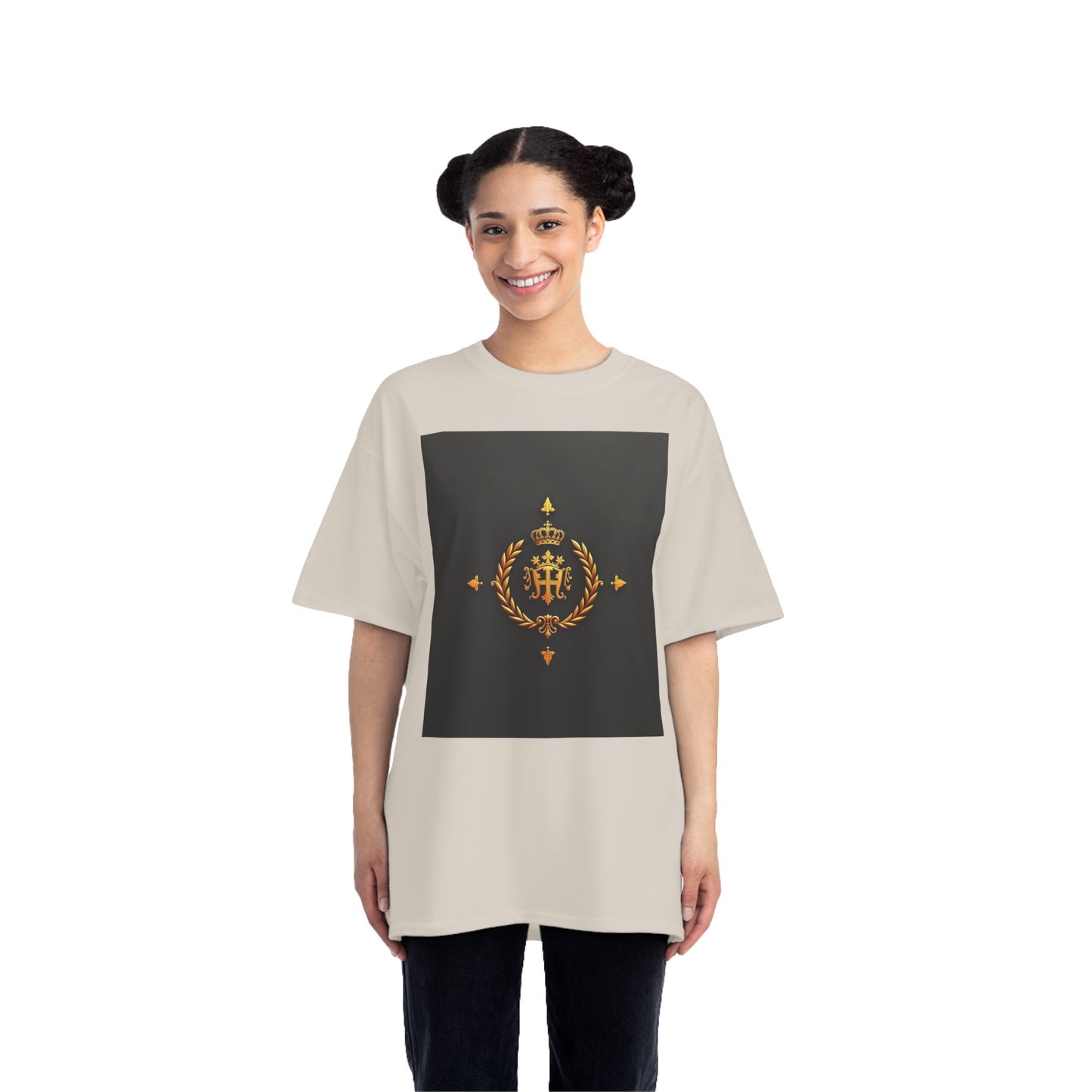 Stylish Gold Emblem T-Shirt, Casual Tee, Unique Gift, Everyday Wear, Graphic Shirt, Fashion Statement - Gold Crest
