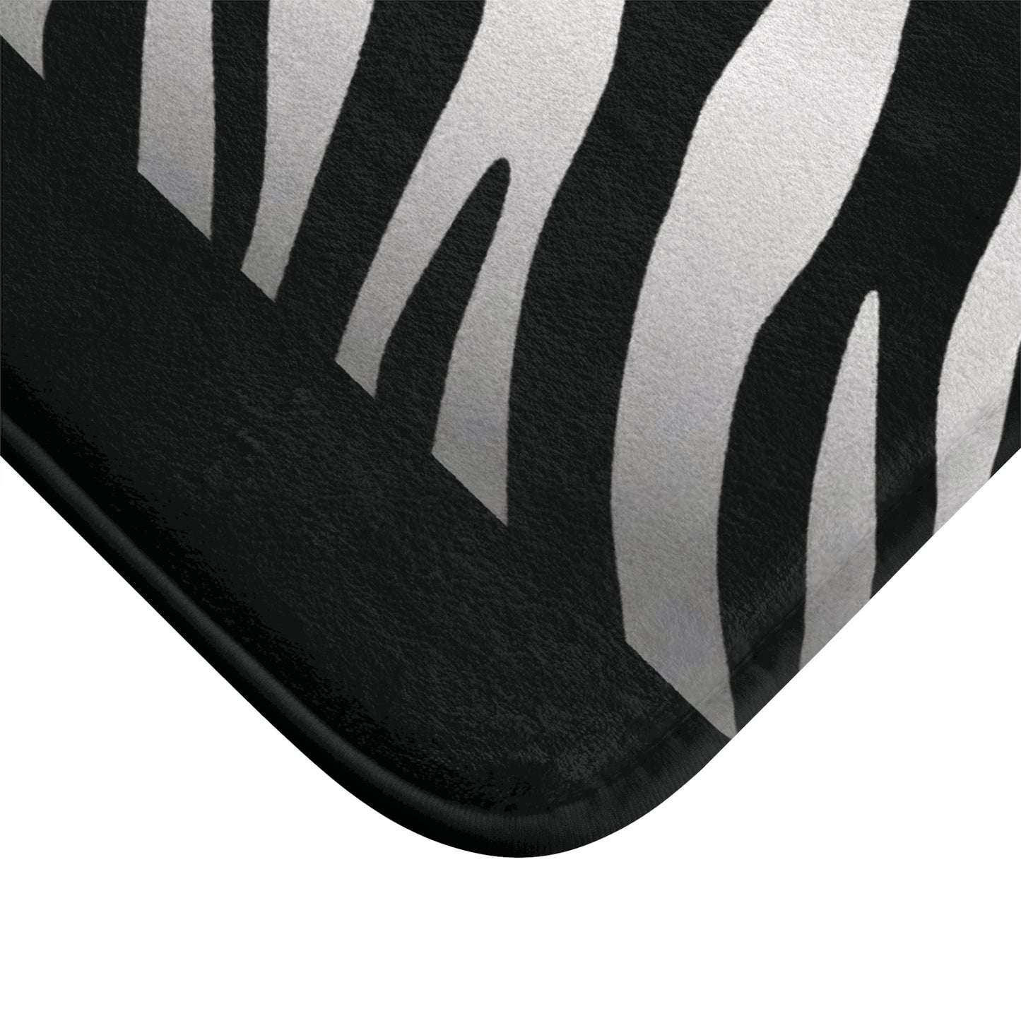 Stylish Zebra Print Bath Mat - Modern Bathroom Decor - Black Trim