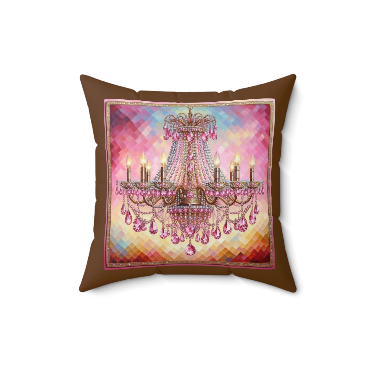 Chic Chandelier Pillow, Decorative Home Decor, Pillow for Living Room, Luxury Accent Pillow, Gift for Housewarming, Pink Chandelier Art