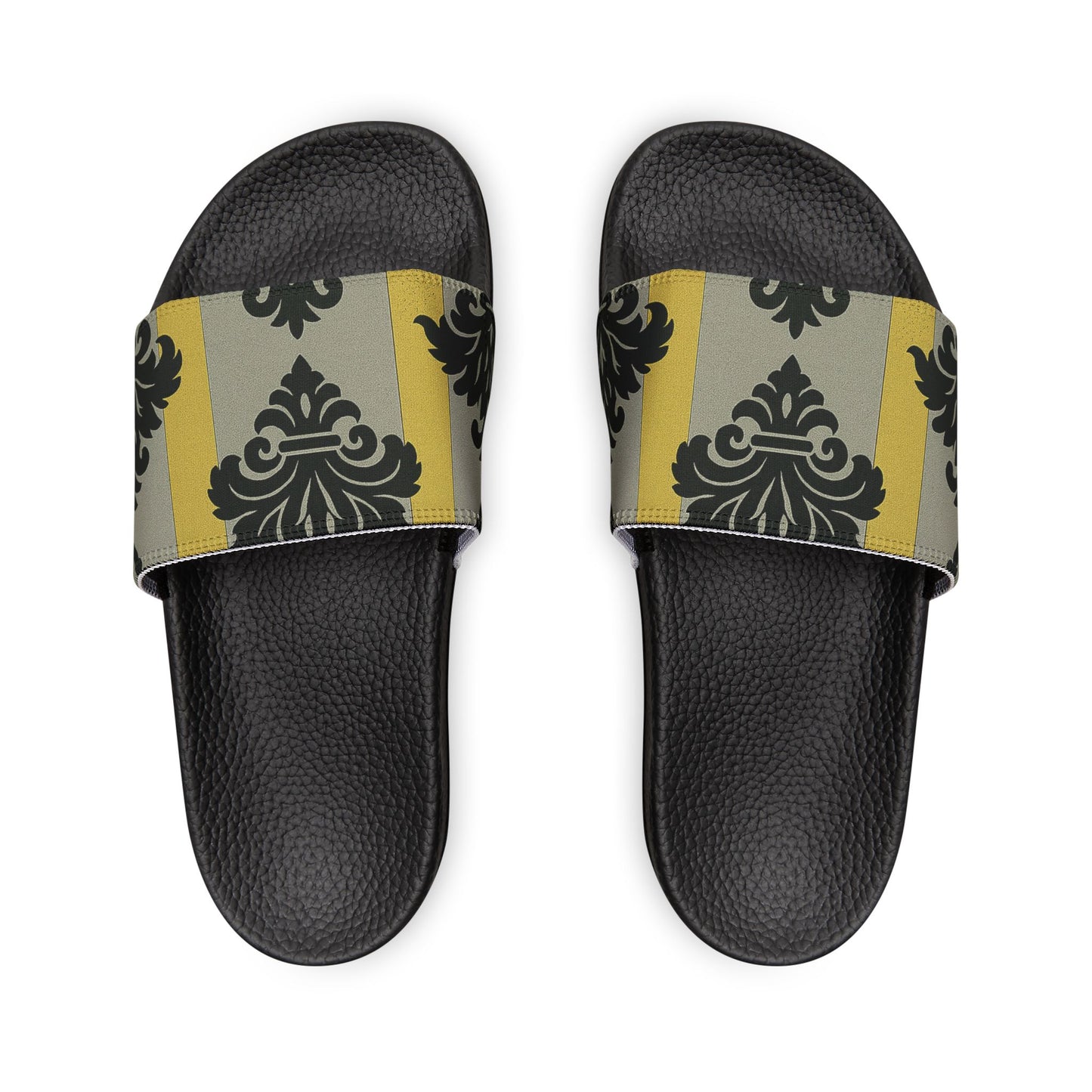Stylish Women's Sandals: Chic Comfort for Every Occasion, Summer Shoes, Casual Footwear, Vacation Essentials - Silver & Gold Striped Black Baroque