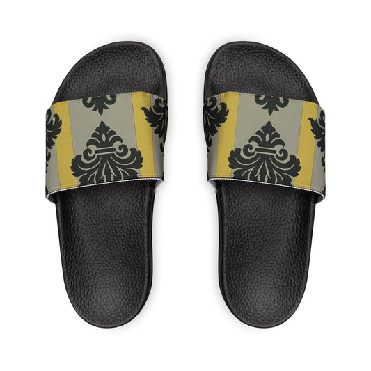 Stylish Women's Sandals: Chic Comfort for Every Occasion, Summer Shoes, Casual Footwear, Vacation Essentials - Silver & Gold Striped Black Baroque
