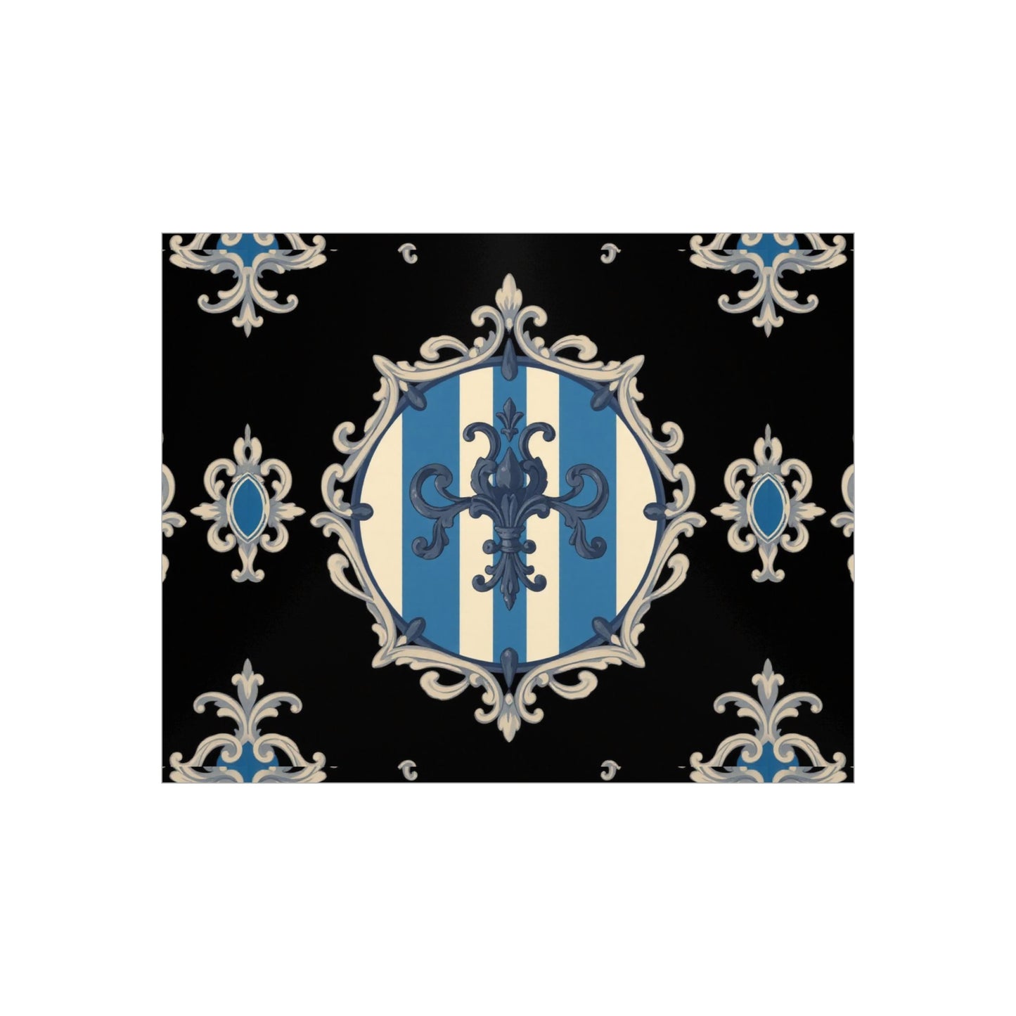 Elegant Blue & Alabaster Striped Baroque Decorative Foam Board Art, Home Decor Wall Display, Unique Gift for Housewarming, Event Decorations
