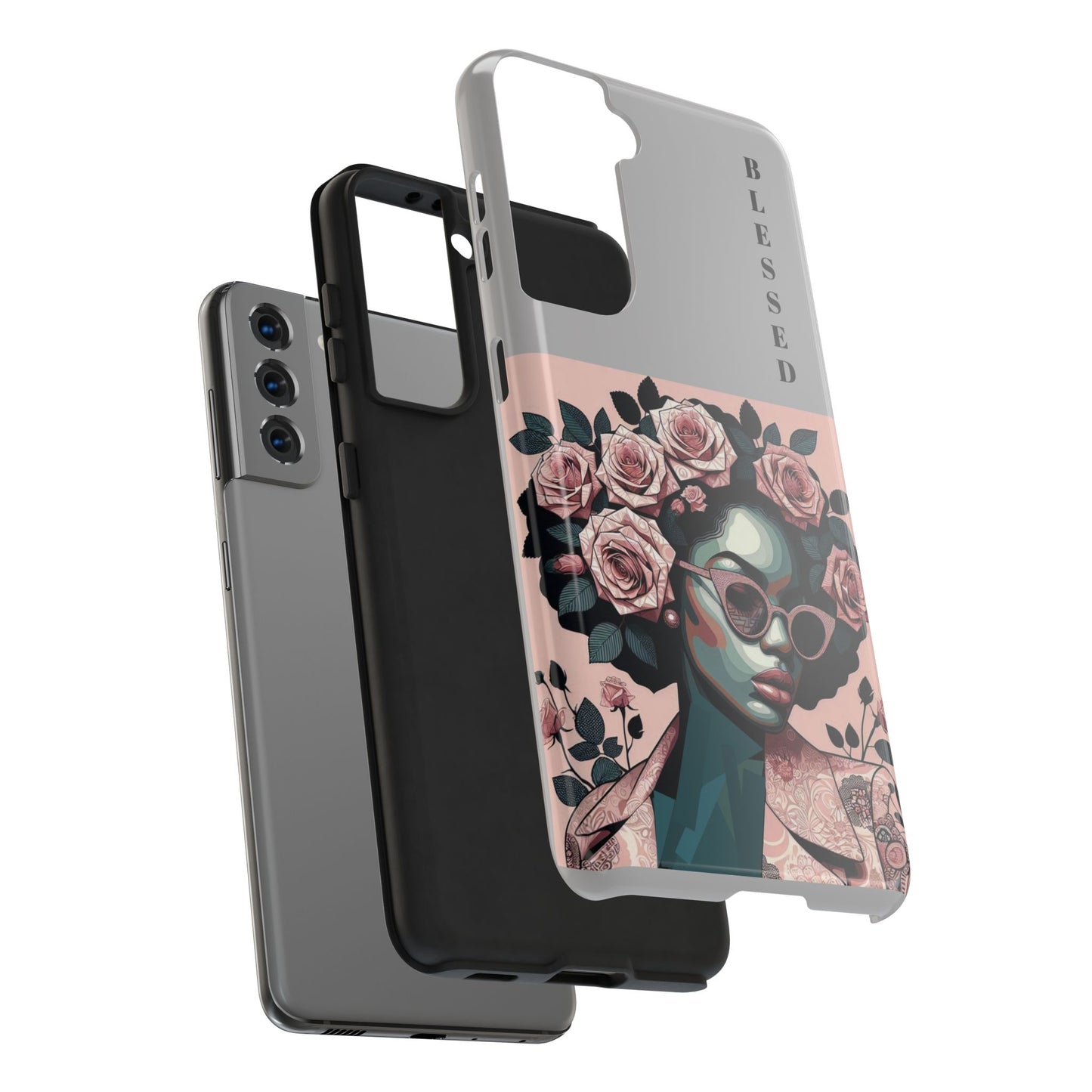 Blessed Floral Tough Phone Cases | Unique Gift for Her, Gift for Mom, Stylish Protection, Birthday Present, Black Girl Art