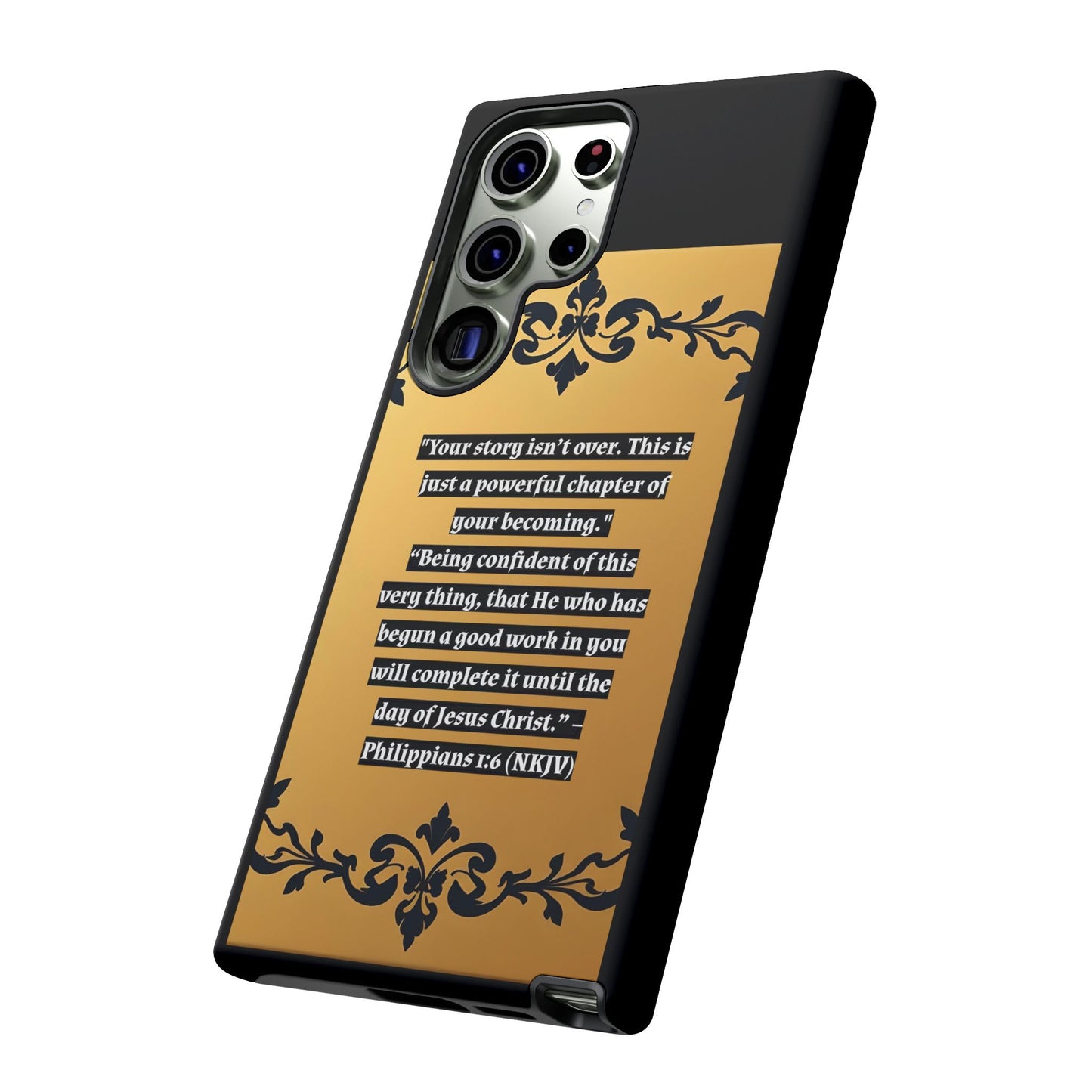 Elegant Floral Motif Phone Case - Tough Cases with Vintage Design - "Your story isn't over"