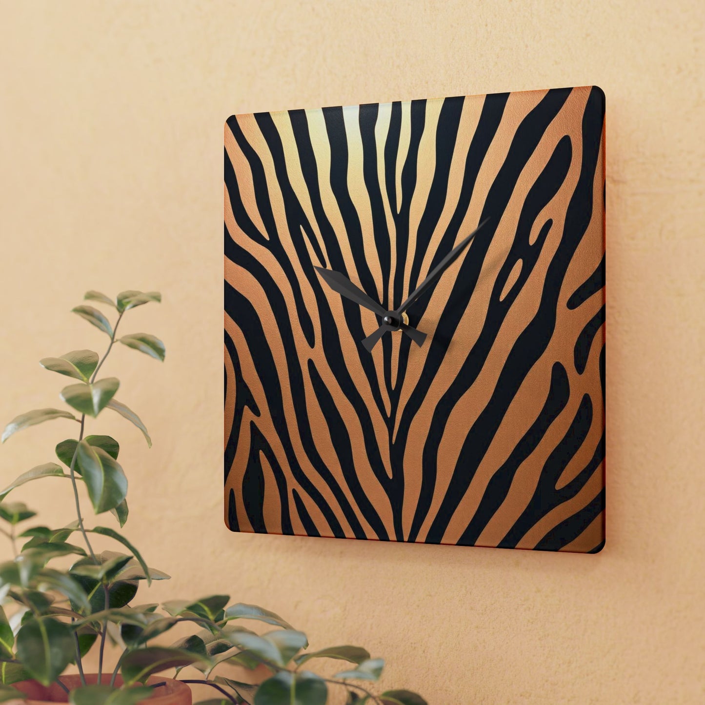 Stylish Zebra Print Acrylic Wall Clock - Modern Home Decor Accent