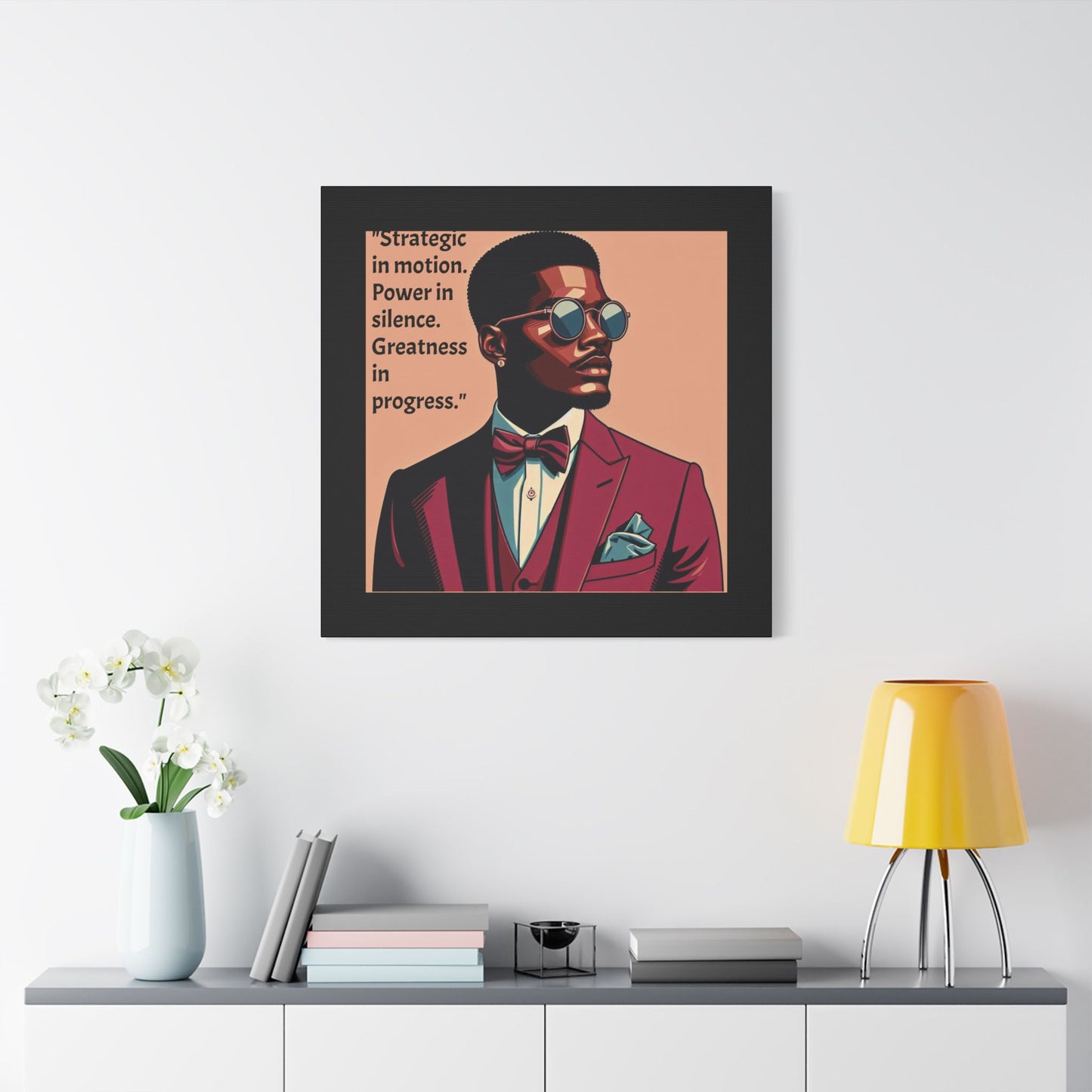 Afro Art Print Canvas, Wall Decor, Satin Stretched Canvas, African American Art, Office Decor, Home Decor - "Strategic In Motion...."