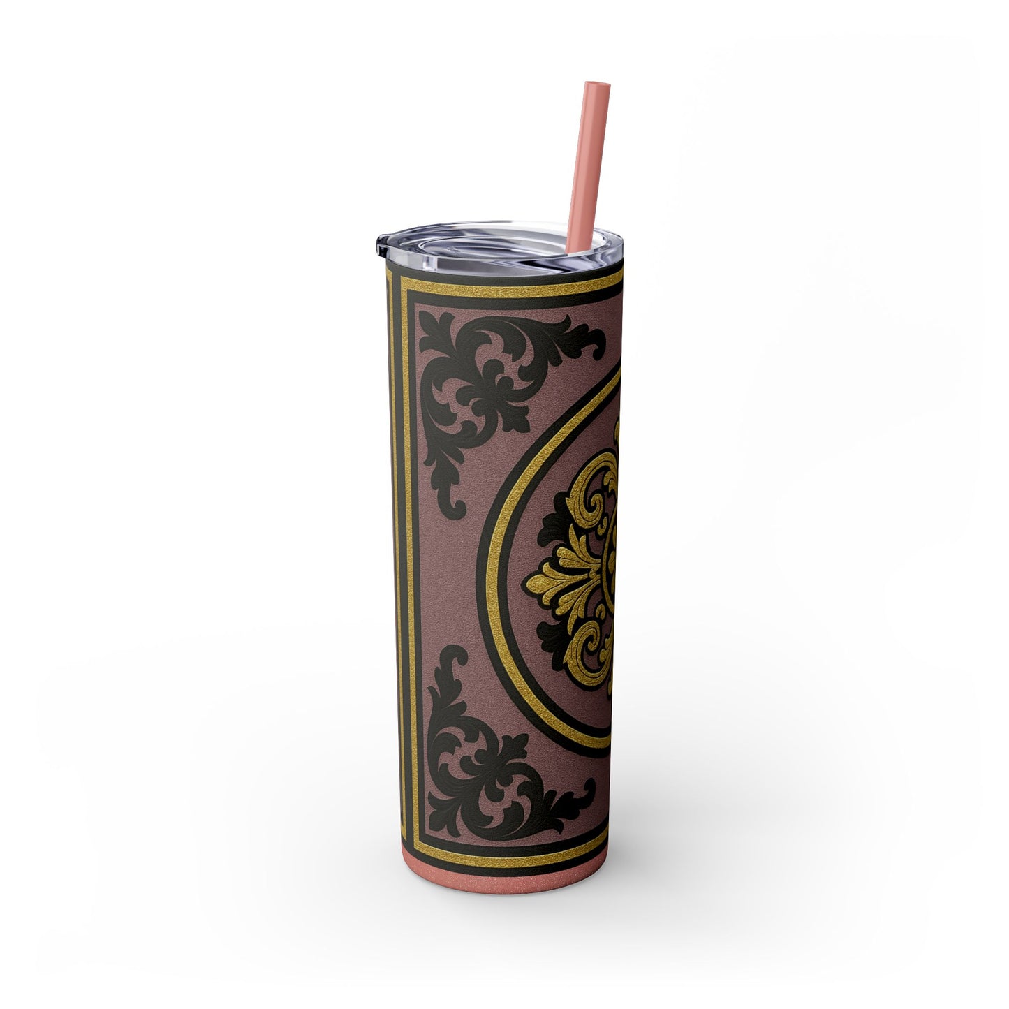 Gilded Mauve With Gold-Black Baroque Tumbler, Elegant Drinkware for Home, Travel, Gifts, Parties, Personalized Beverage Holder