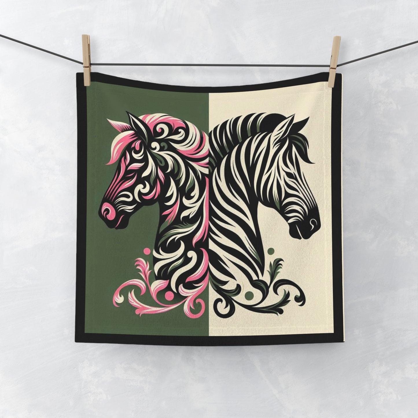Face Towel - Elegant Vintage Gold Pattern for Home & Spa - Zebras & Damask Design - Perfect for Kids