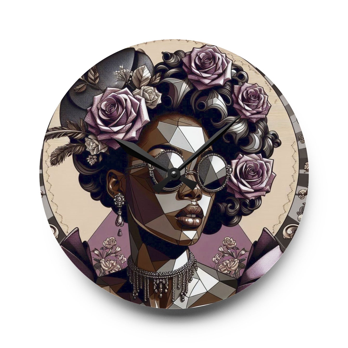 Chic Art Deco Wall Clock, Unique Home Decor, Gift for Her, Modern Wall Art, Fashionista Clock - Lilac Baroque Lady